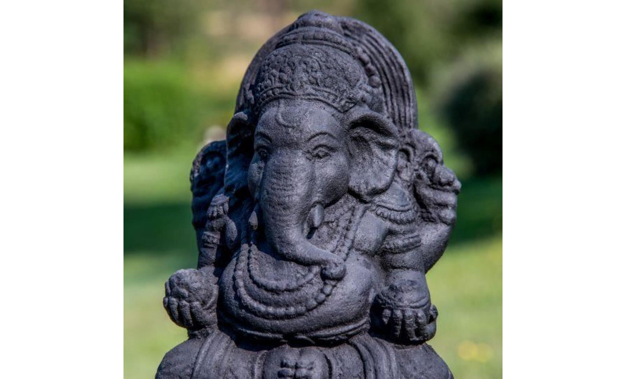 statue ganesh en pierre 40cm noir pas cher