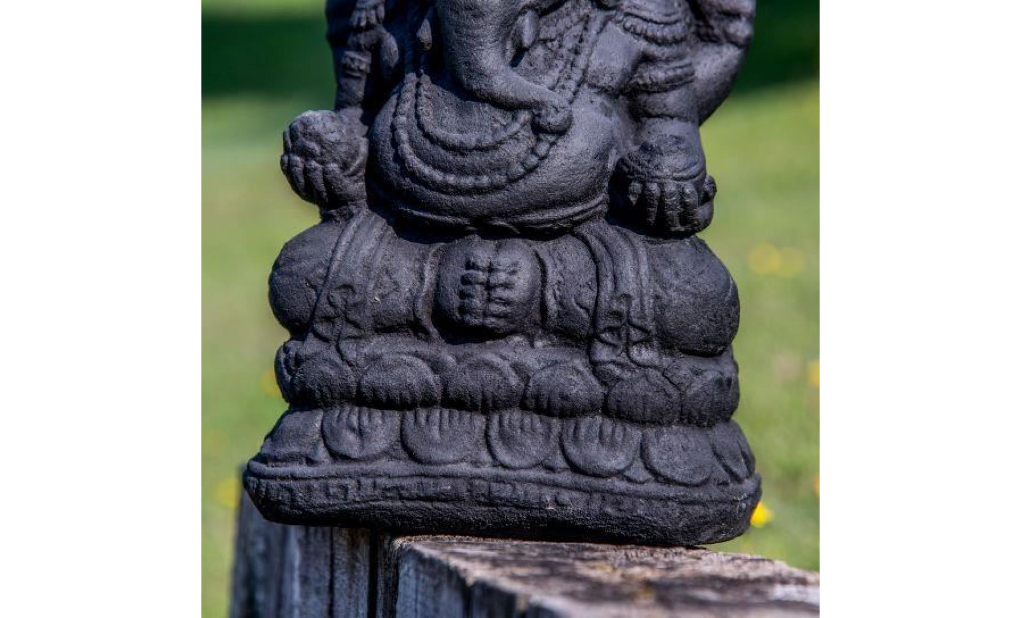statue ganesh en pierre 40cm noir pas cher