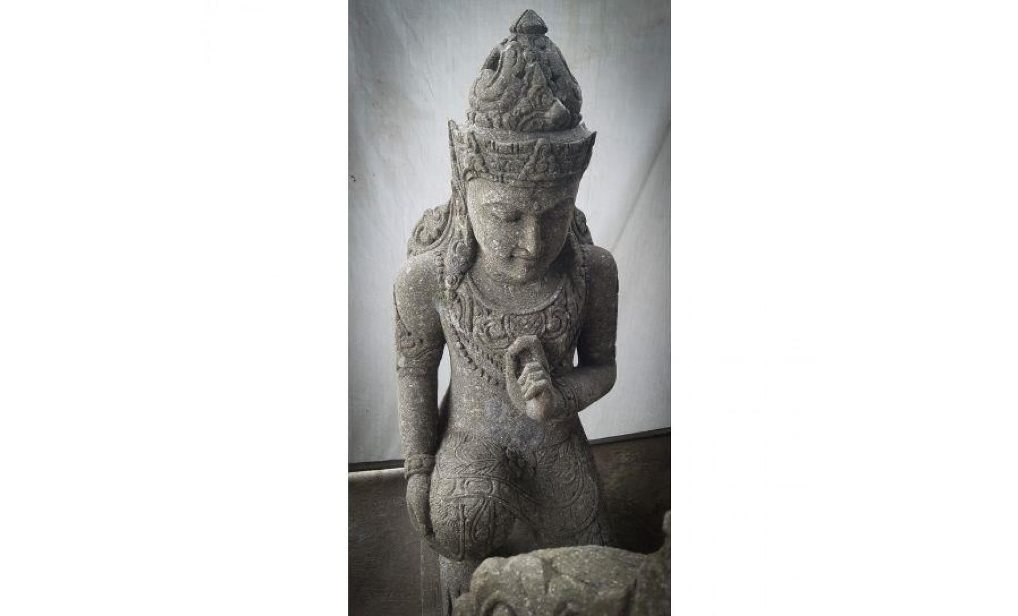 statue jardin en pierre naturelle déesse dewi assise 1m20 pas cher