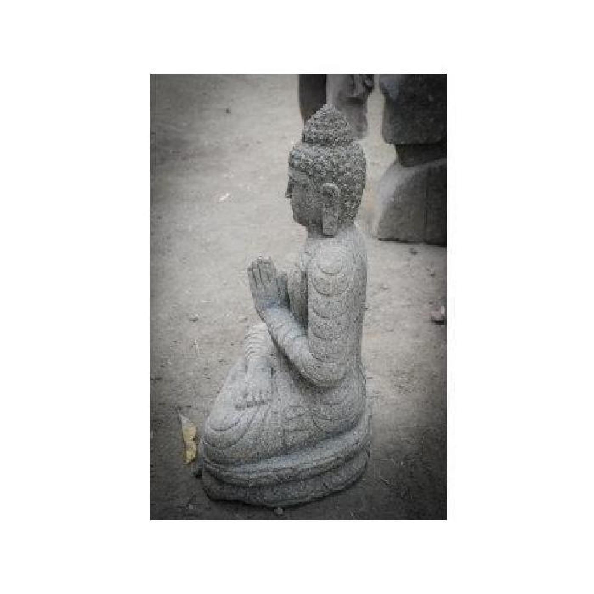 Statue jardin zen Bouddha en pierre naturelle p... pas cher