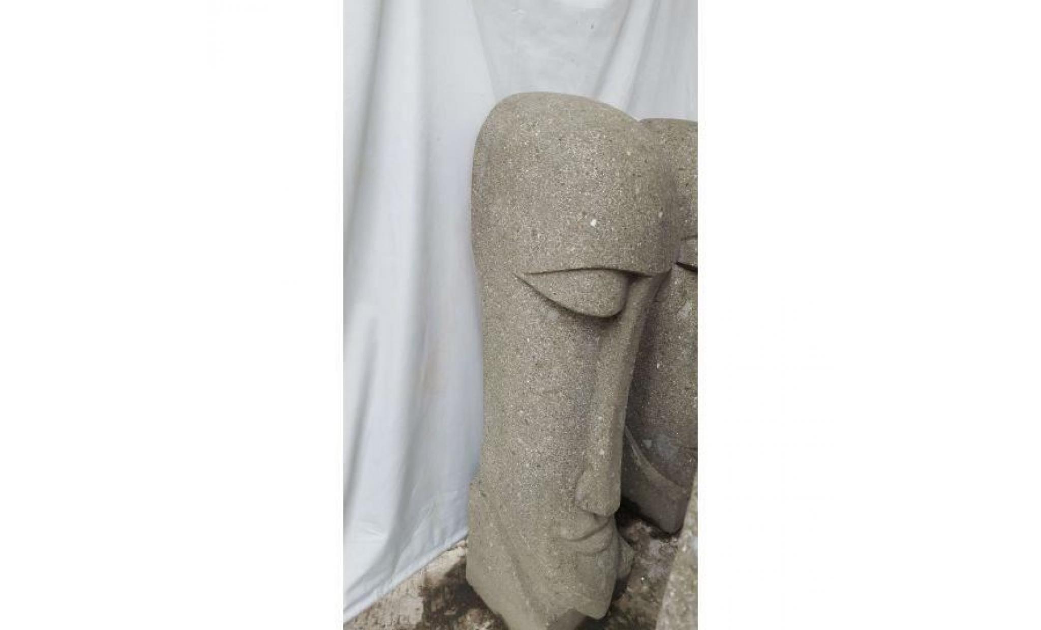 statue moaï visage allongé jardin zen 100 cm pas cher
