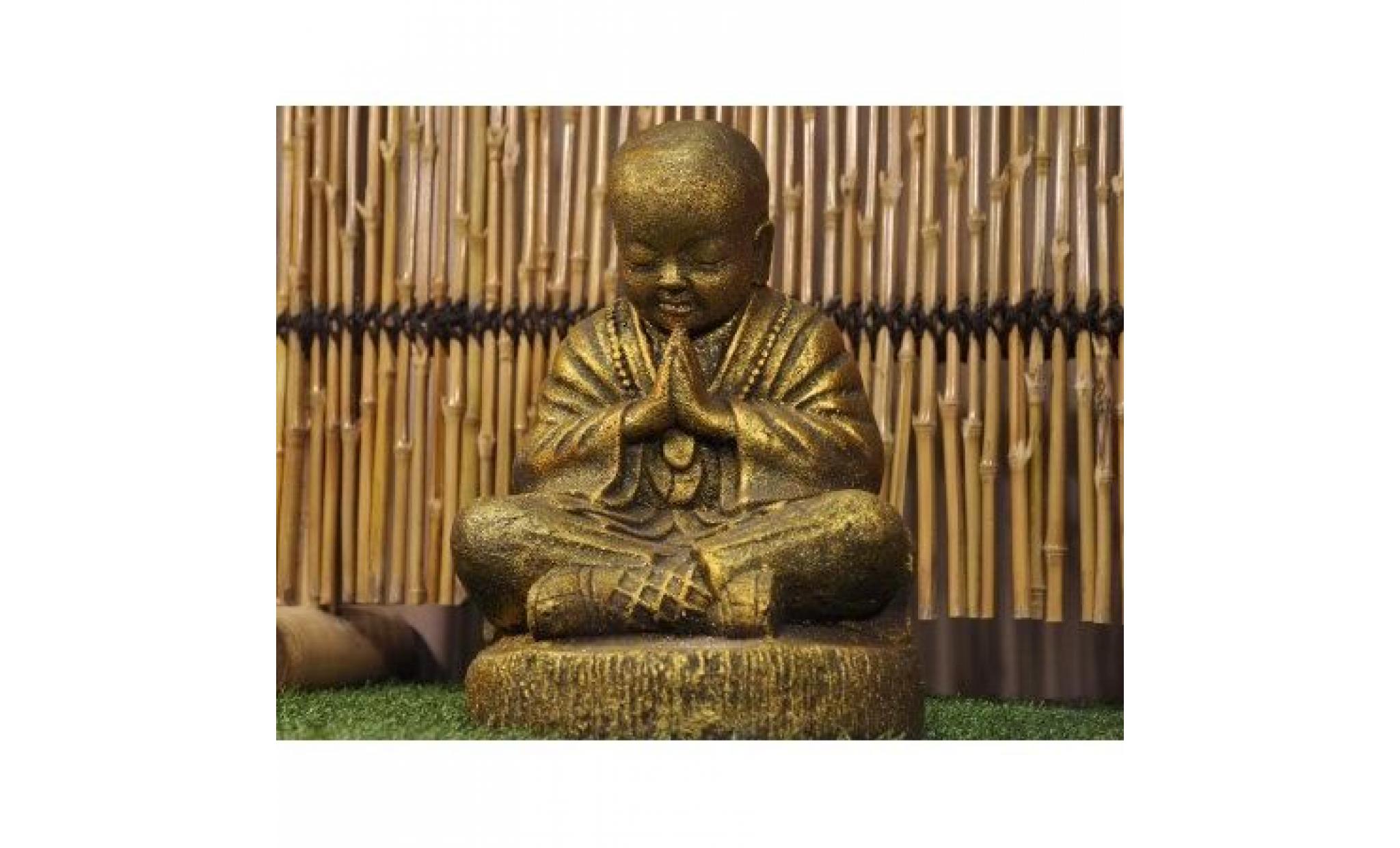 statue moine shaolin assis doré 40 cm