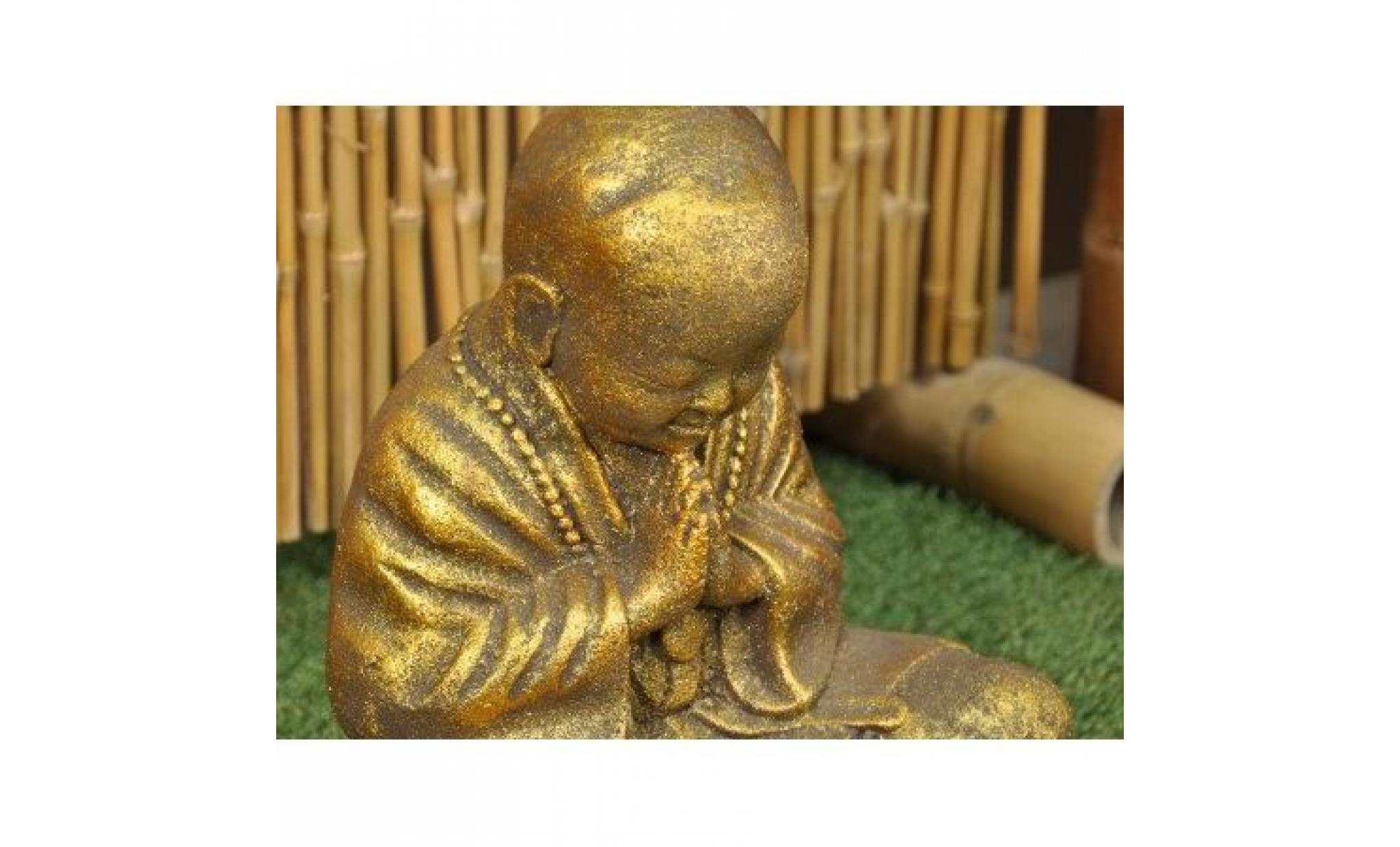 statue moine shaolin assis doré 40 cm pas cher