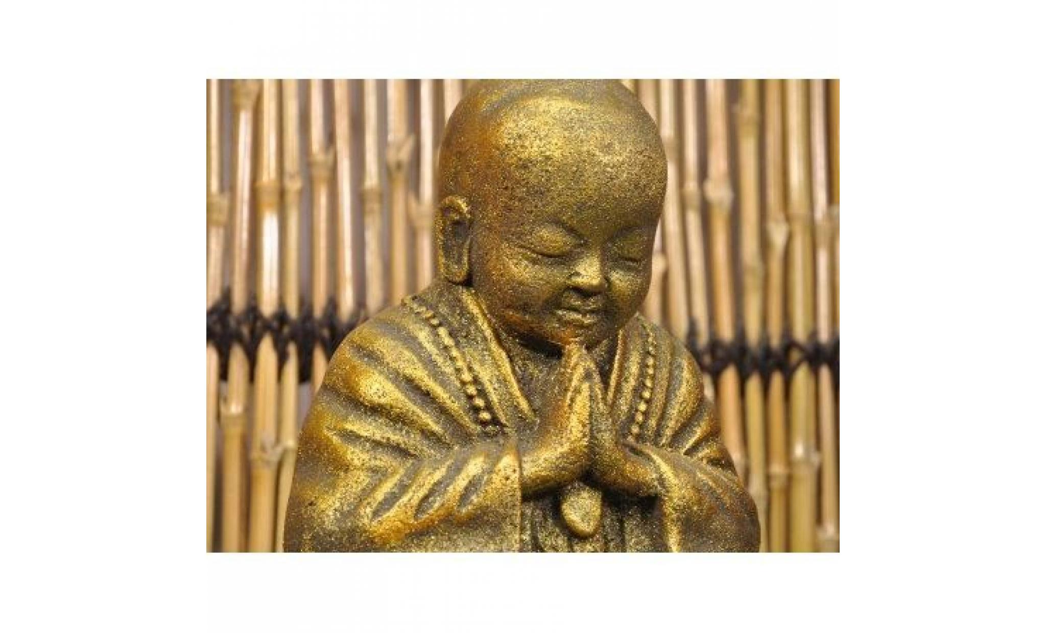 statue moine shaolin assis doré 40 cm pas cher