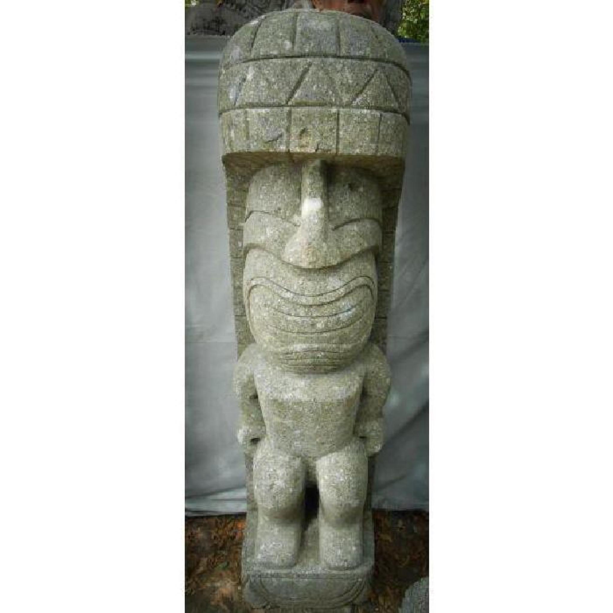 Statue Tiki polynesien Rambut en pierre volcanique 1.50 m