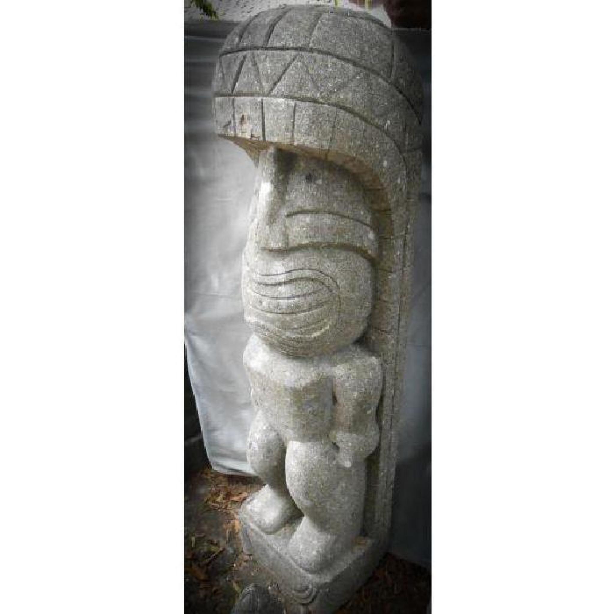 Statue Tiki polynesien Rambut en pierre volcanique 1.50 m pas cher