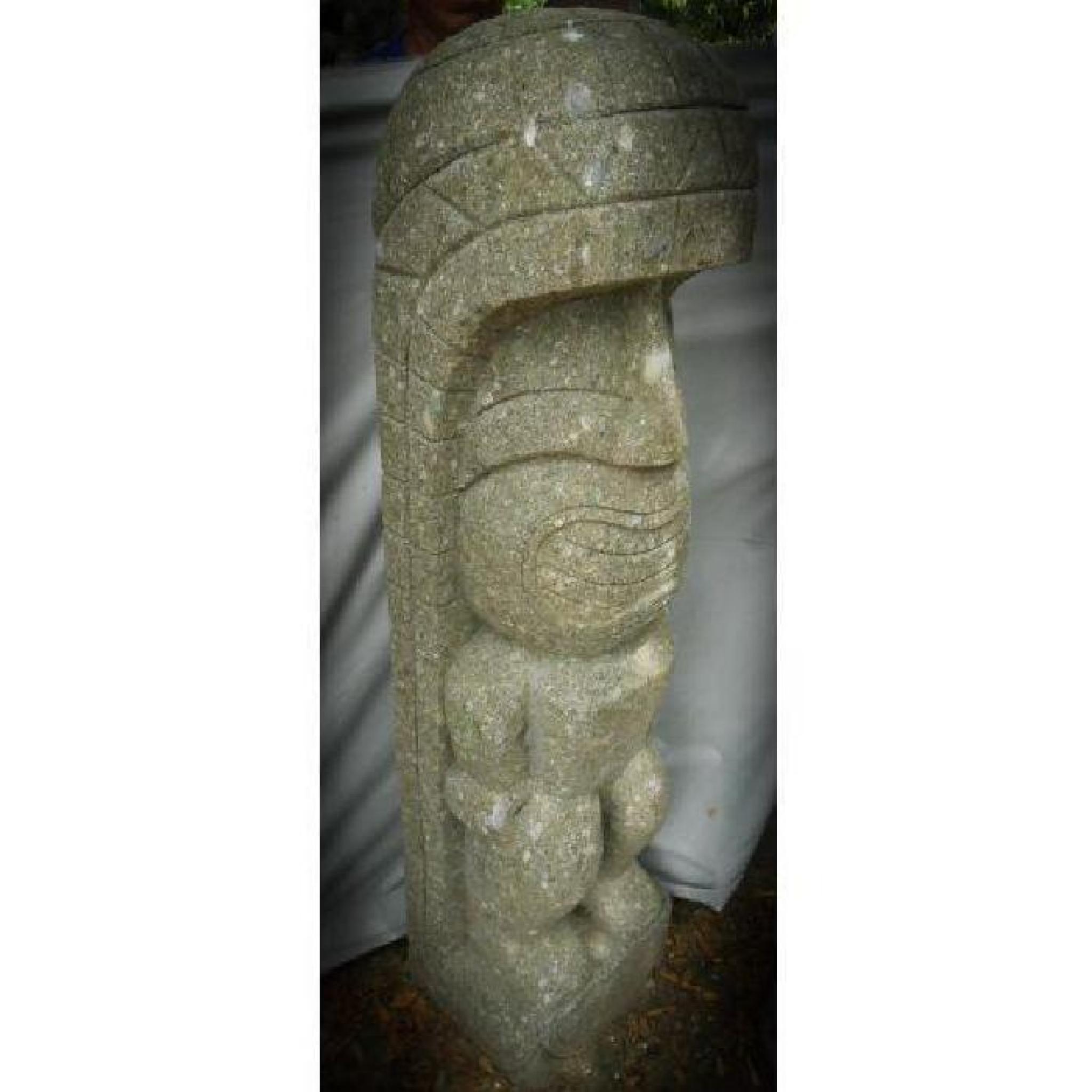 Statue Tiki polynesien Rambut en pierre volcanique 1.50 m pas cher