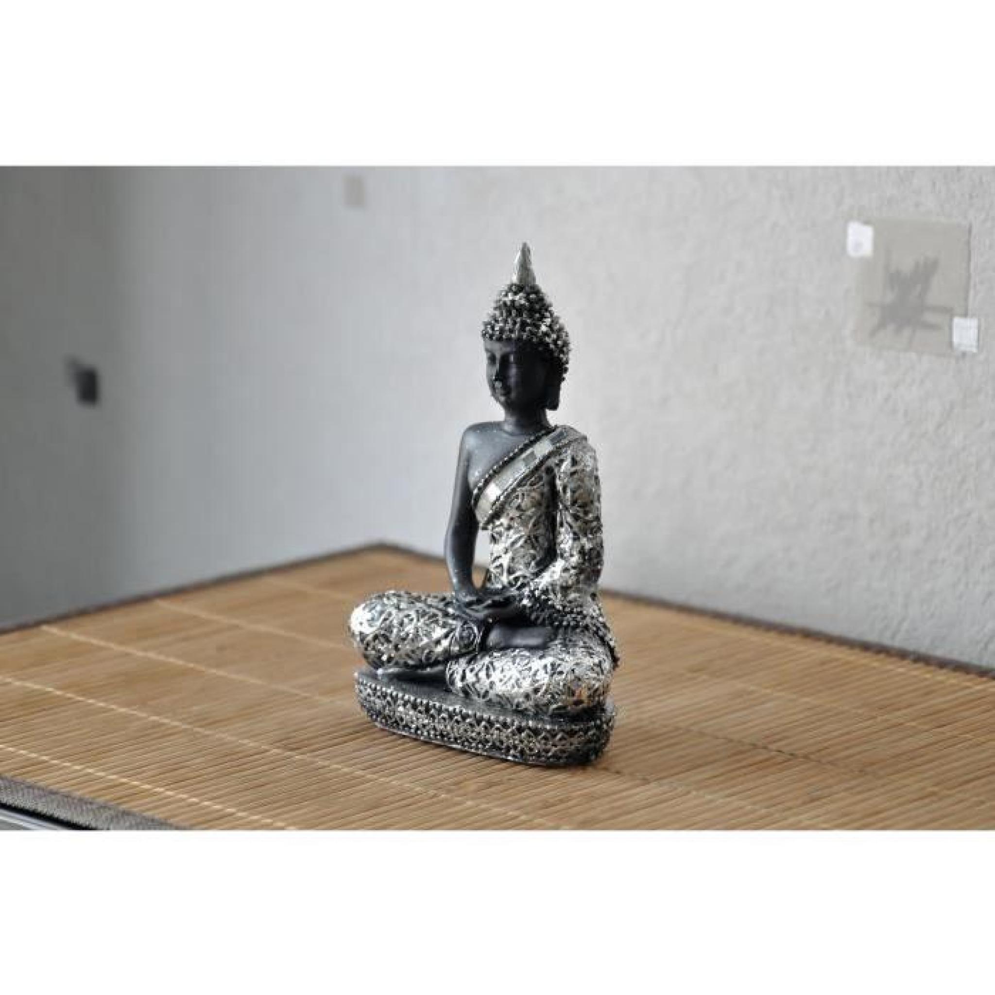 Statuette Déco Bouddha assis en Tailleur - Noir