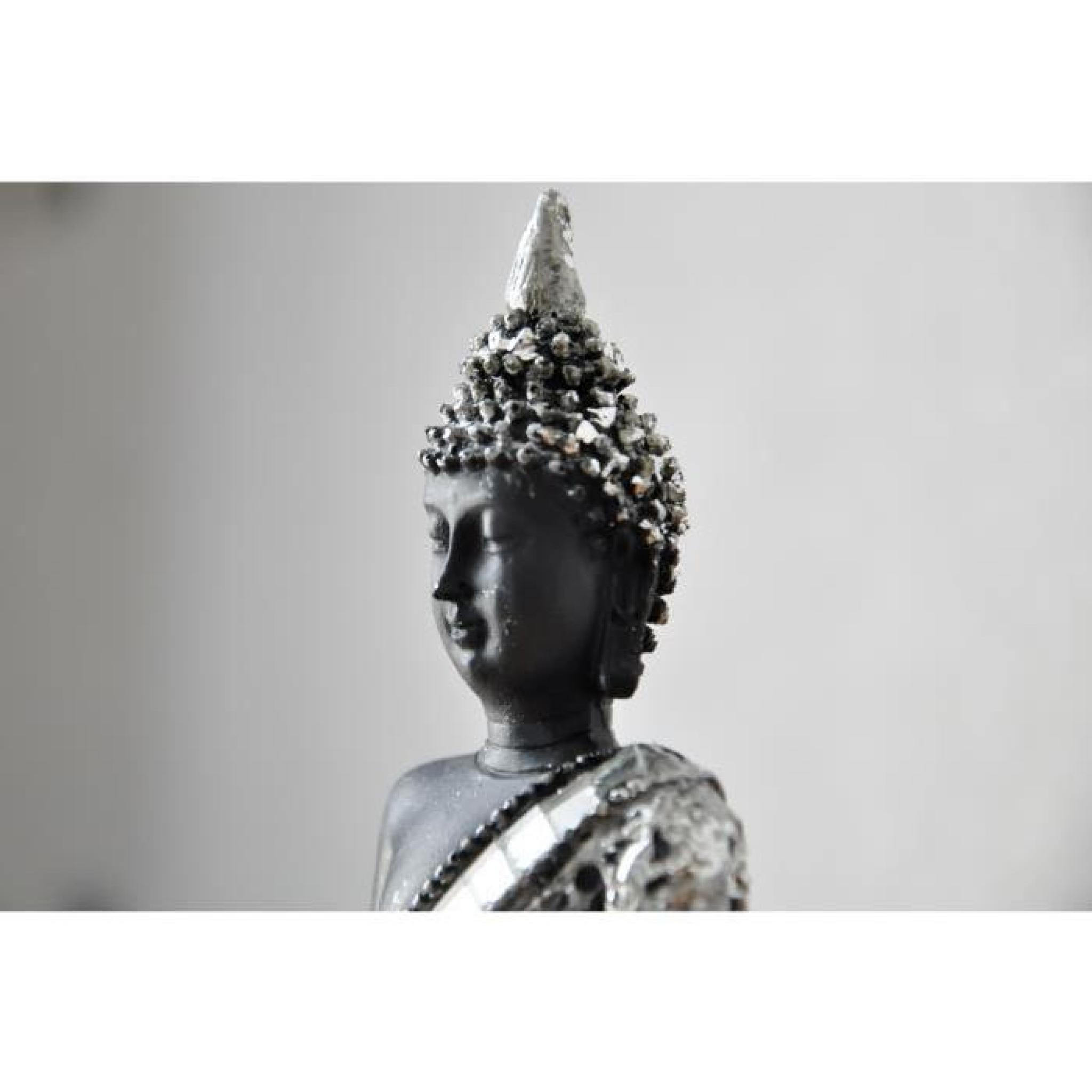 Statuette Déco Bouddha assis en Tailleur - Noir pas cher
