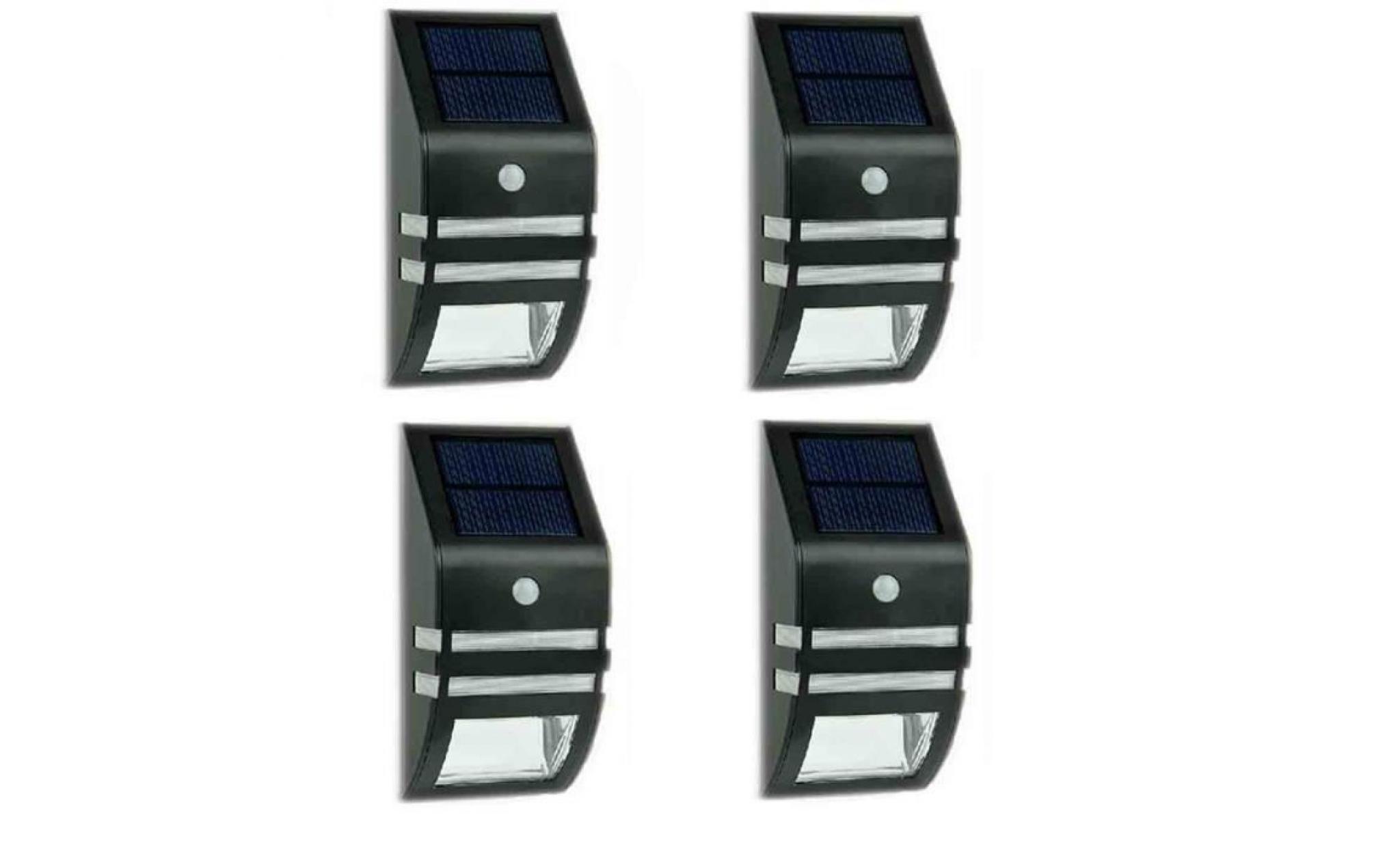 stoex® 4pcs lampe solaire 3 led détecteur de mouvement etanche d'extérieur à énergie solaire de d'éclairage extérieur sans fil pour