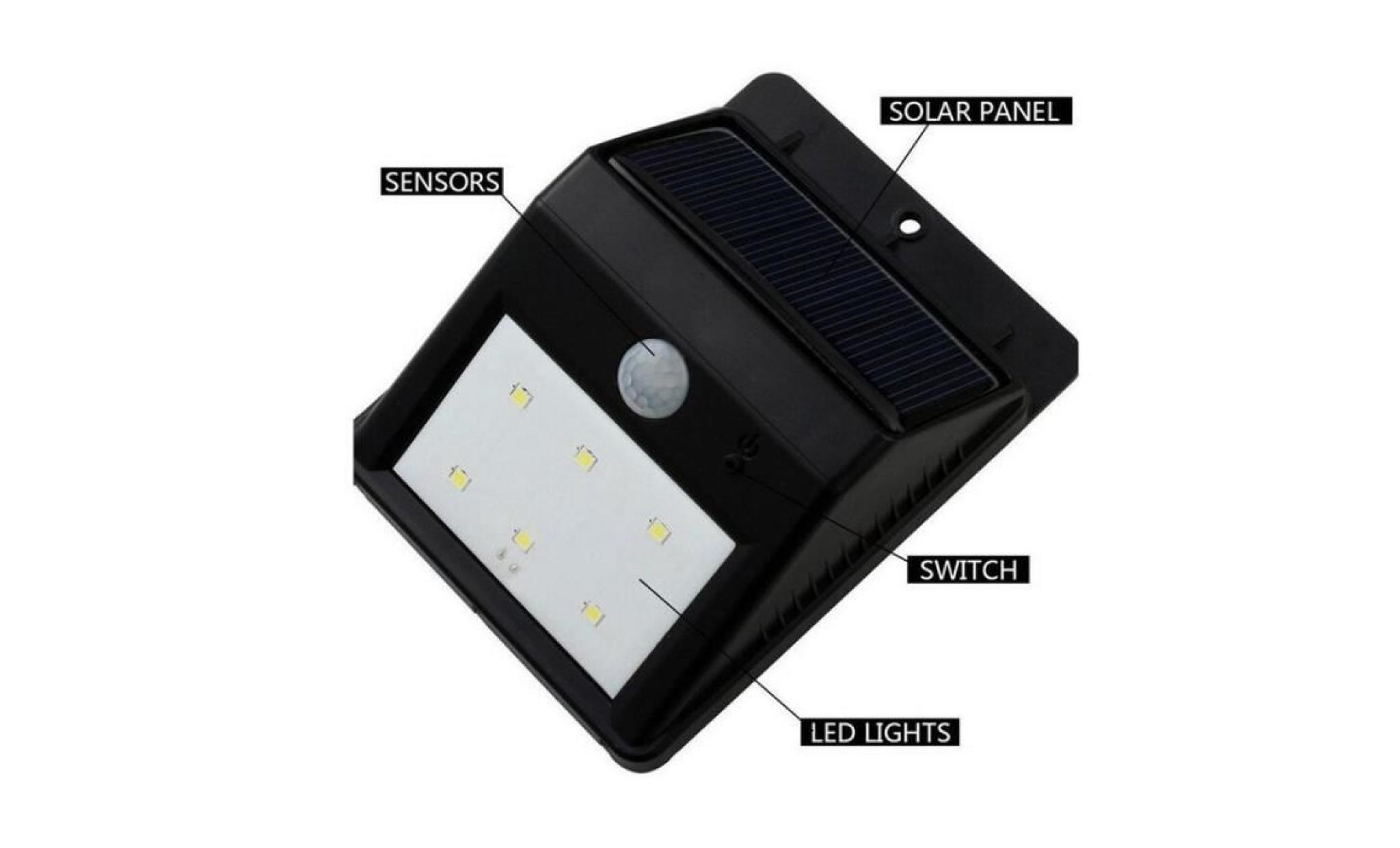 stoex® 6 leds solar powered lights 3 modes outdoor solar sensor de mouvement light path Éclairage de jardin 2pcs pas cher