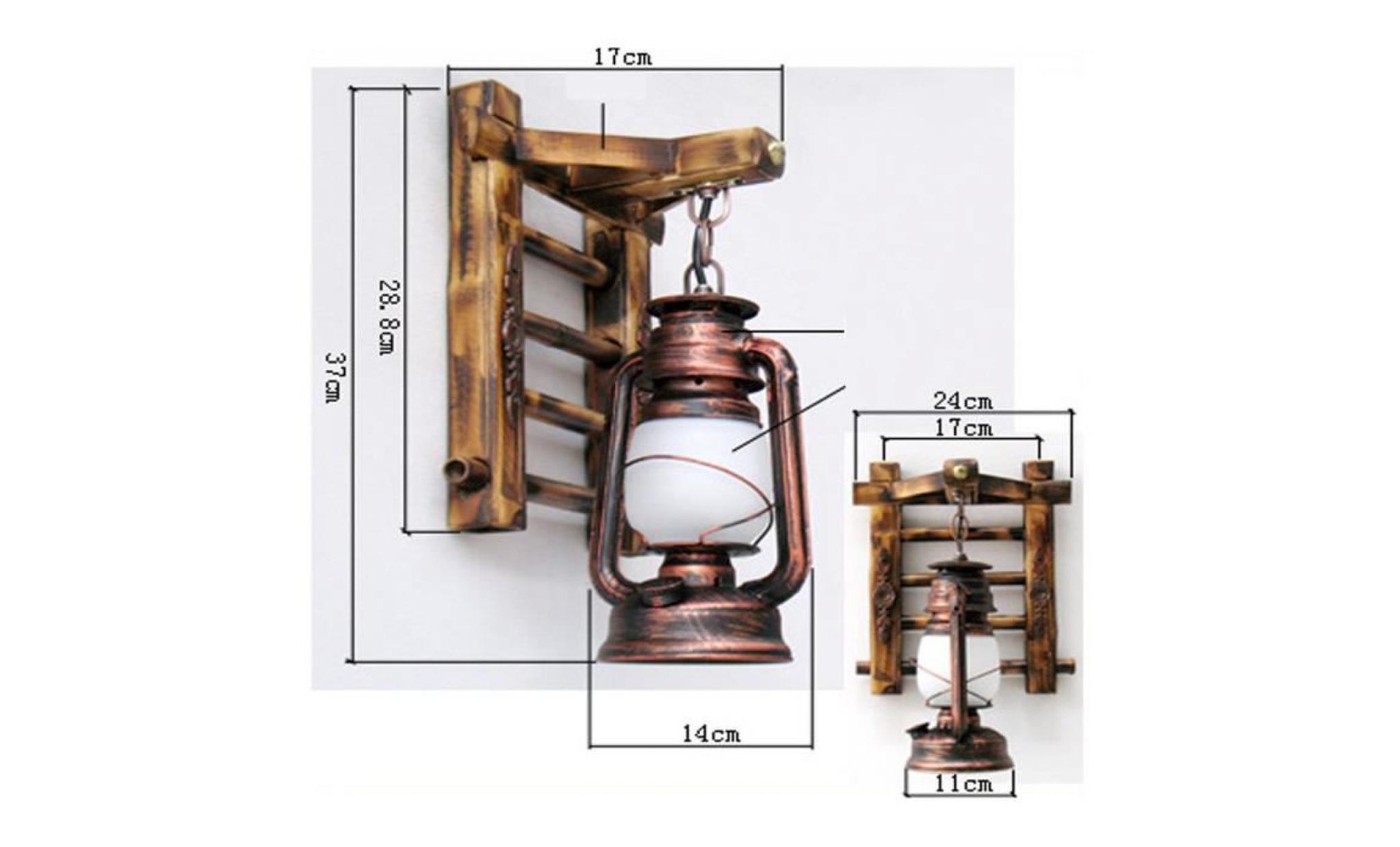 stoex® applique murale vintage lampe industrielle fer metal bambou lampe extérieur mur de feu éclairage pas cher