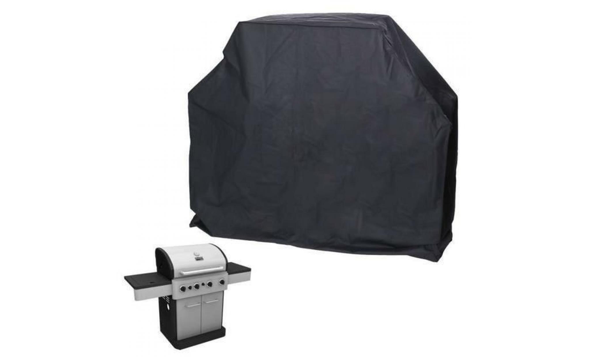 stoex® housse barbecue 145x61x117cm couverture protection grill à gaz polyethylene noir anti poussière pluie soleil