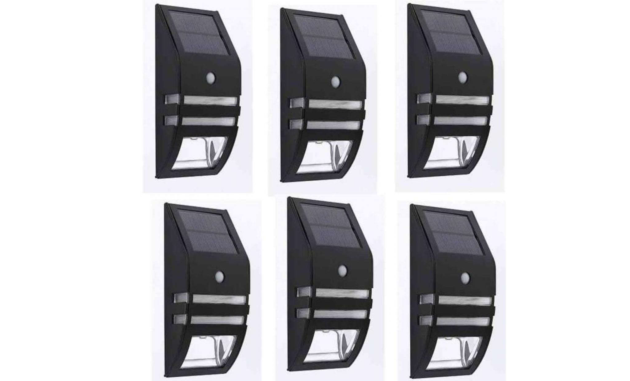 stoex® [lampe solaire murale led] 6 pack eclairage solaires d'exterieur detecteurs de mouvement automatique alimente par l'energie s