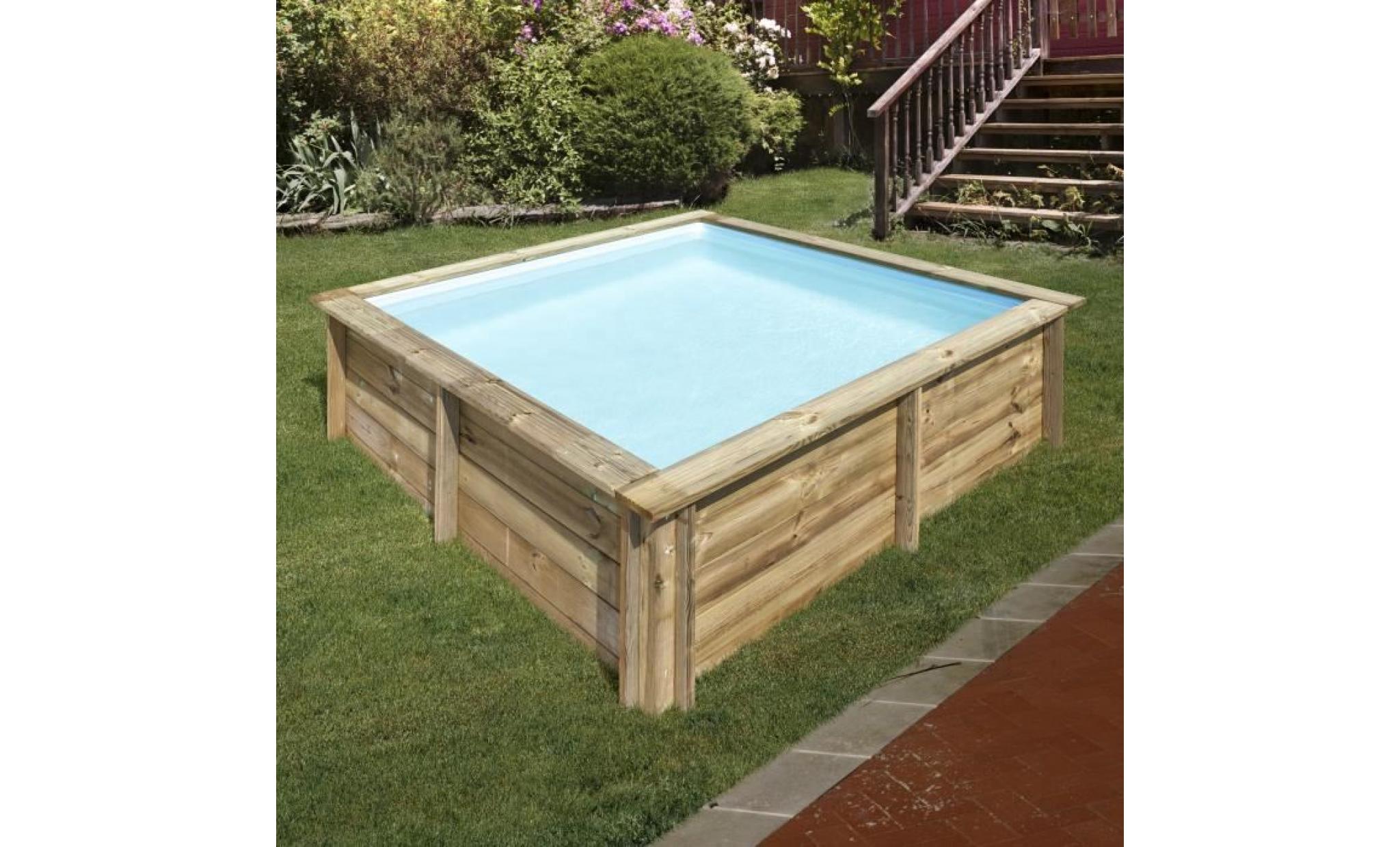 sunbay piscine bois carrée city   2,25 x 2,25 x h 0,68 m pas cher