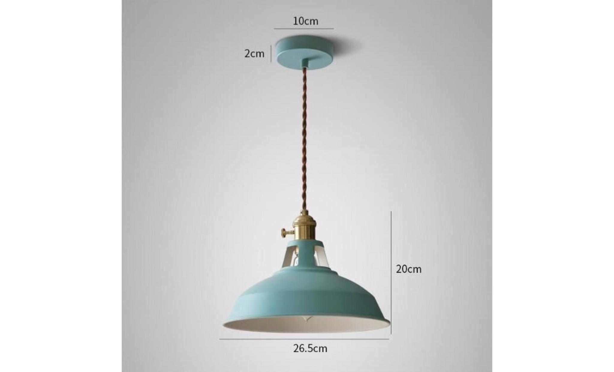 suspension luminaire e27 rétro industrielle en métal lampe pendante plafonnier diy installation   bleu (ampoule non inclu) pas cher