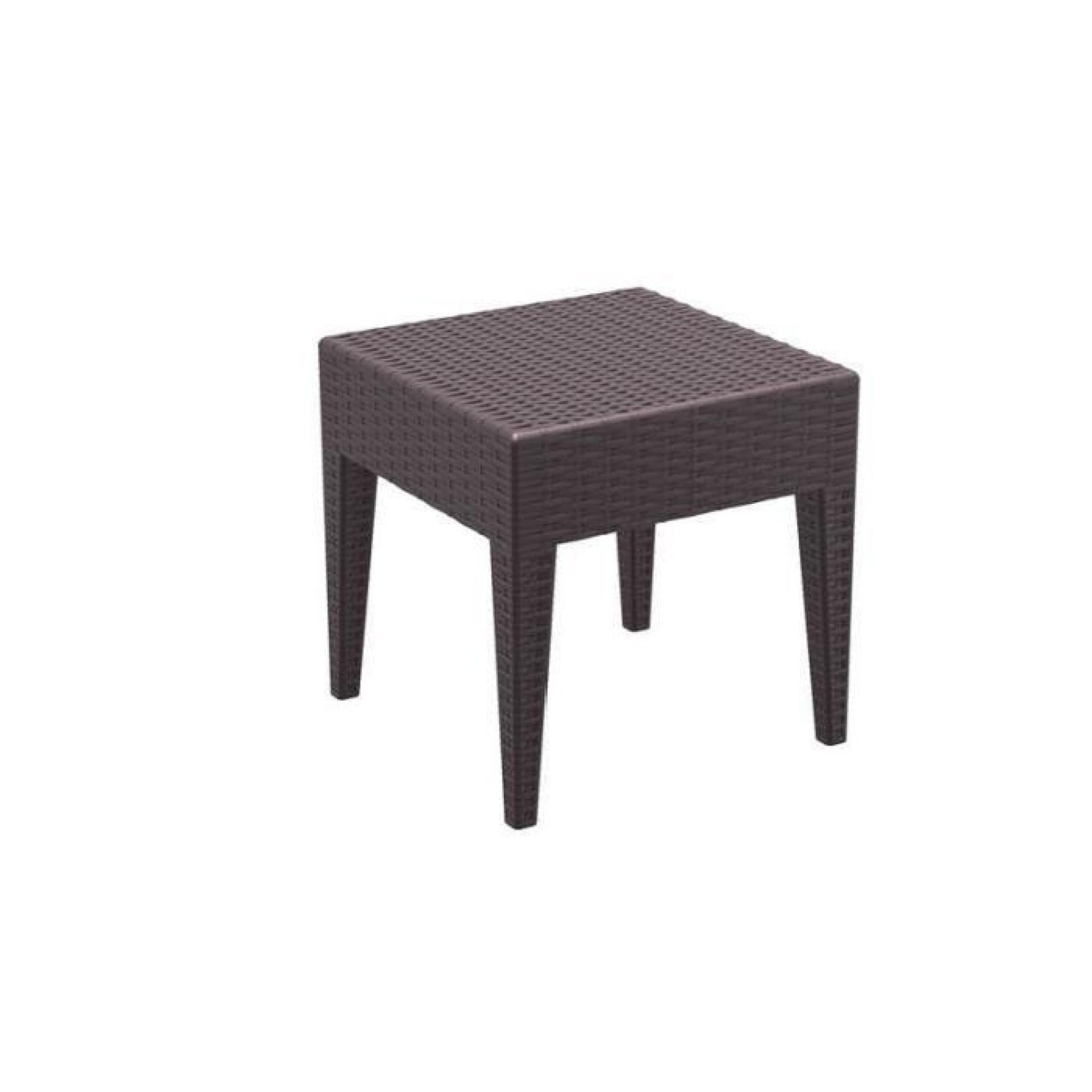 Table basse de jardin carré étanche en plastique marron 45x45x45 cm MDJ10027