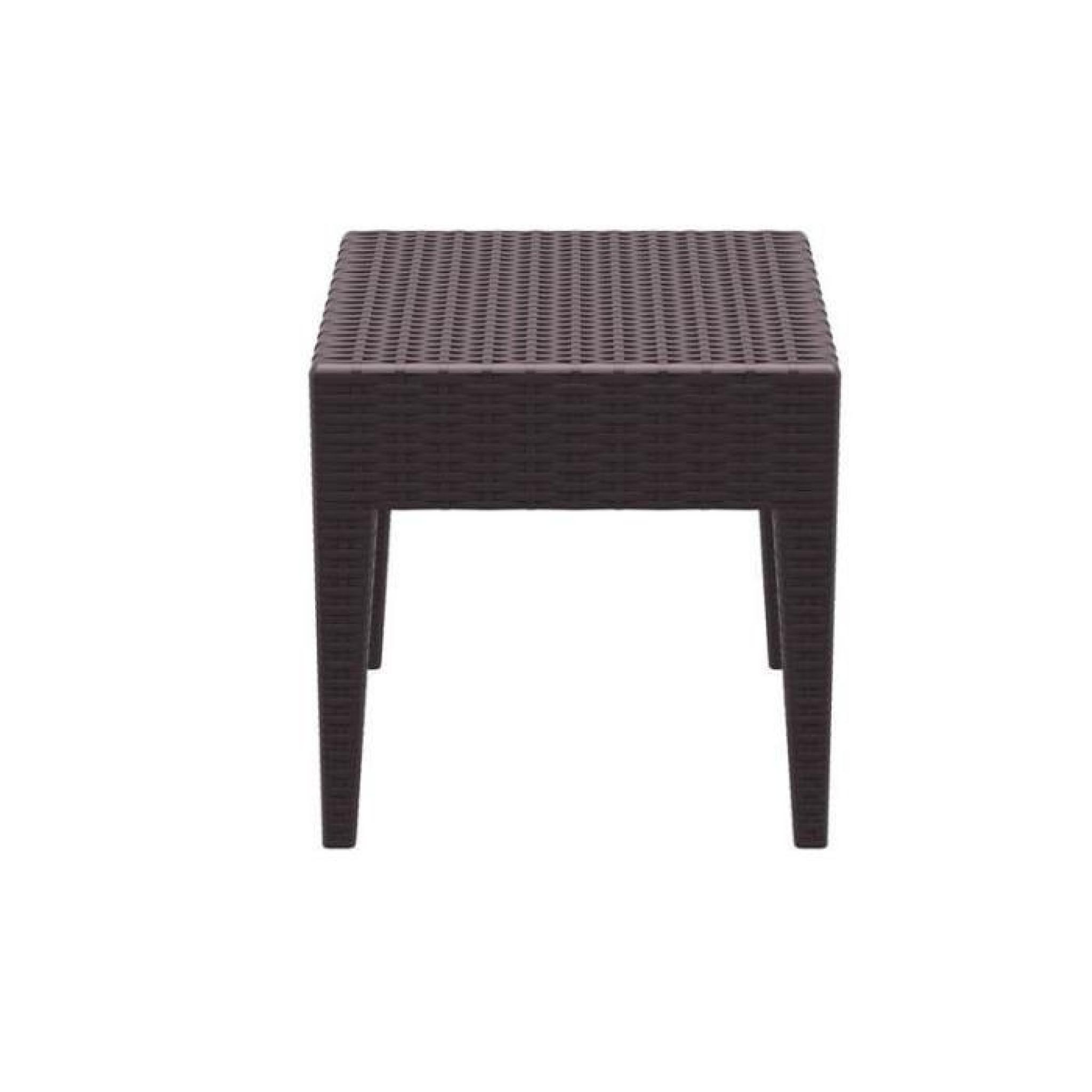 Table basse de jardin carré étanche en plastique marron 45x45x45 cm MDJ10027 pas cher