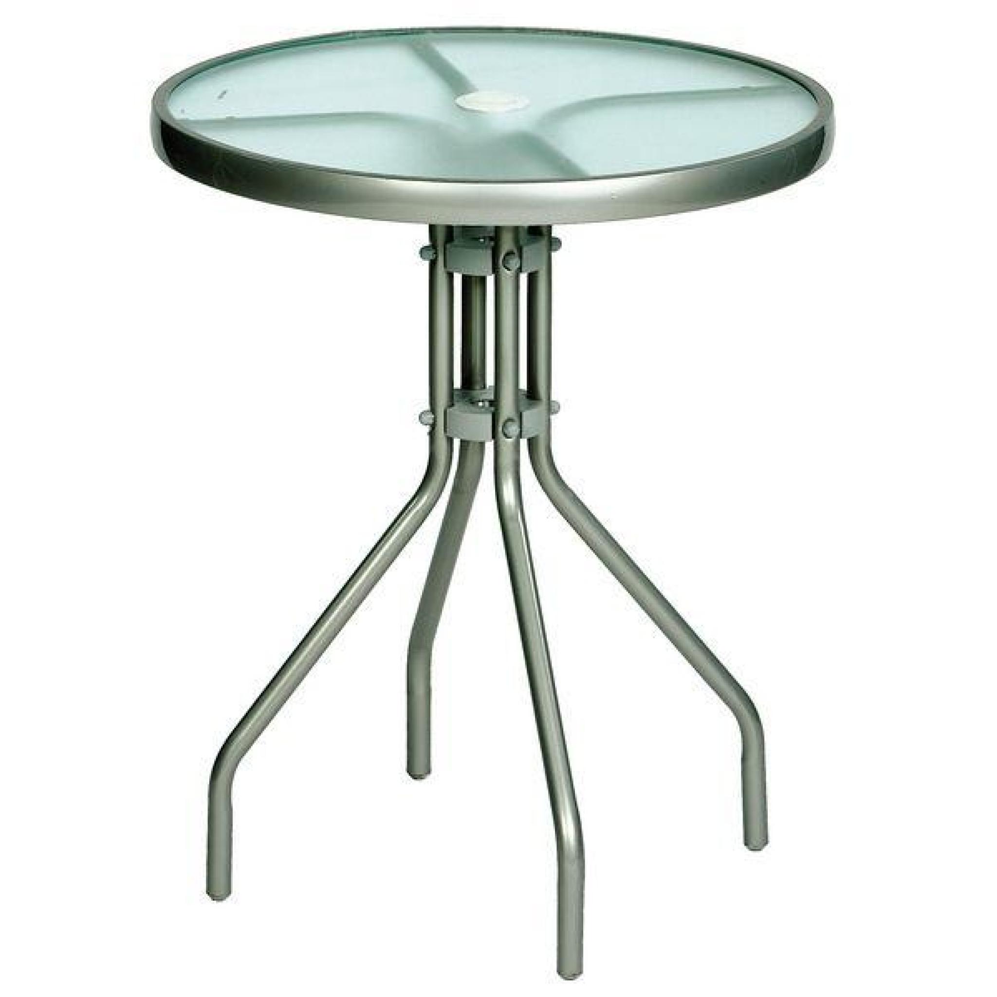 Table bistro en aluminium et verre de D60 cm