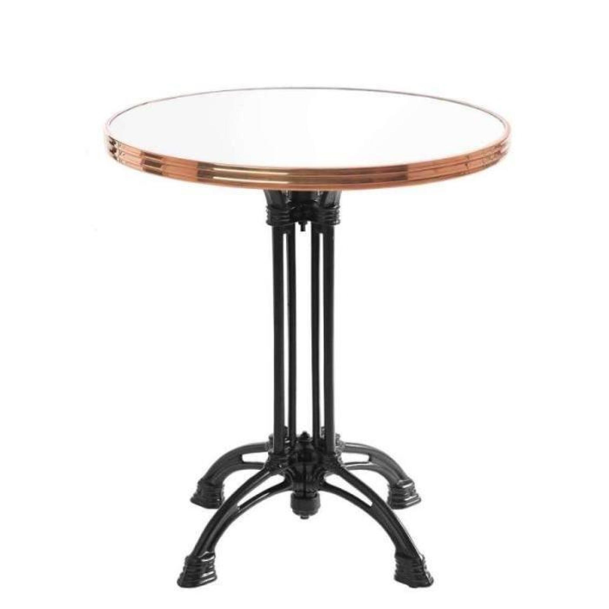 table bistrot ronde blanc avec cerclage en cuivre - pied eiffel 3 branches - h70 x d50 cm