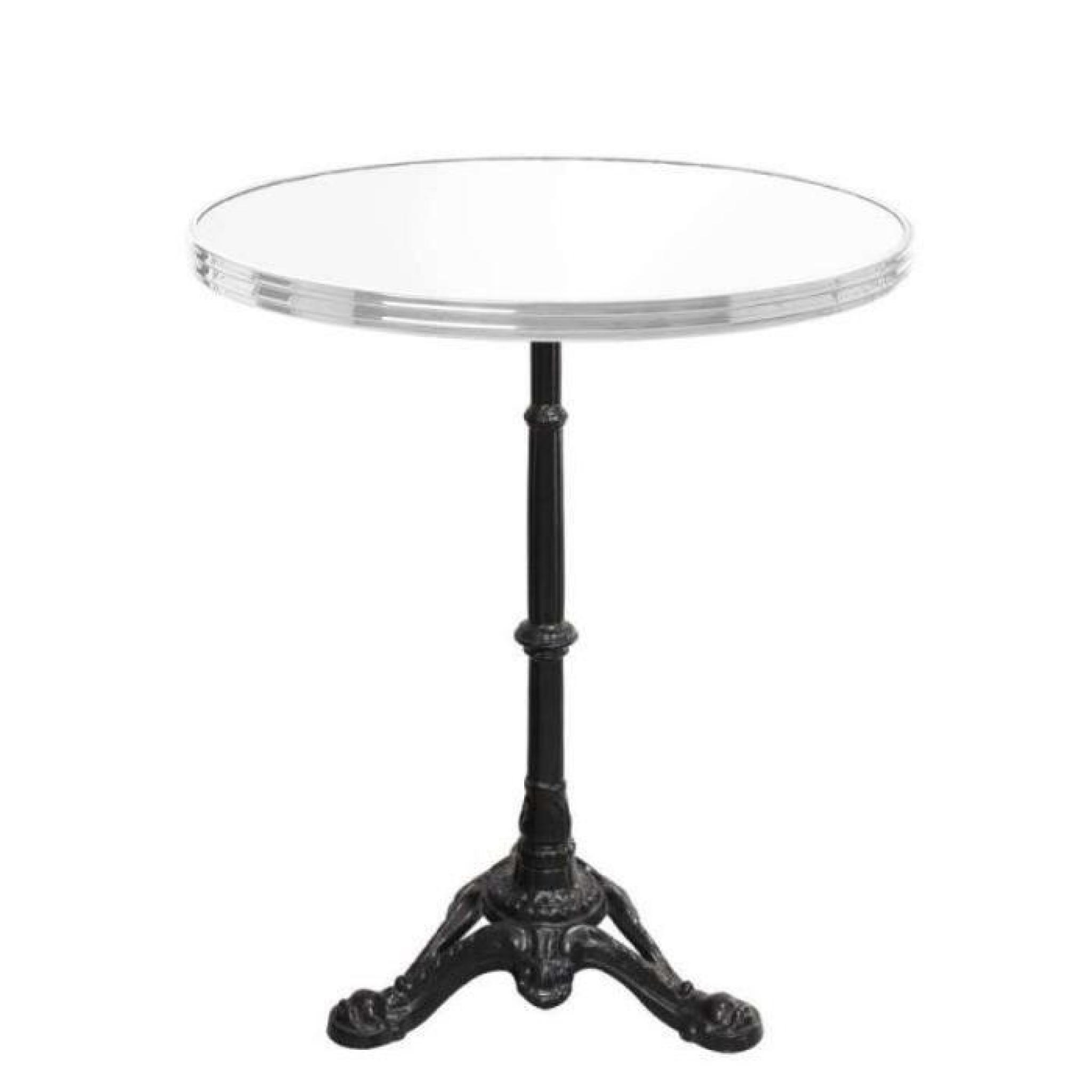 table bistrot ronde blanche avec cerclage en inox - pied 4 branches - h70 x d60 cm