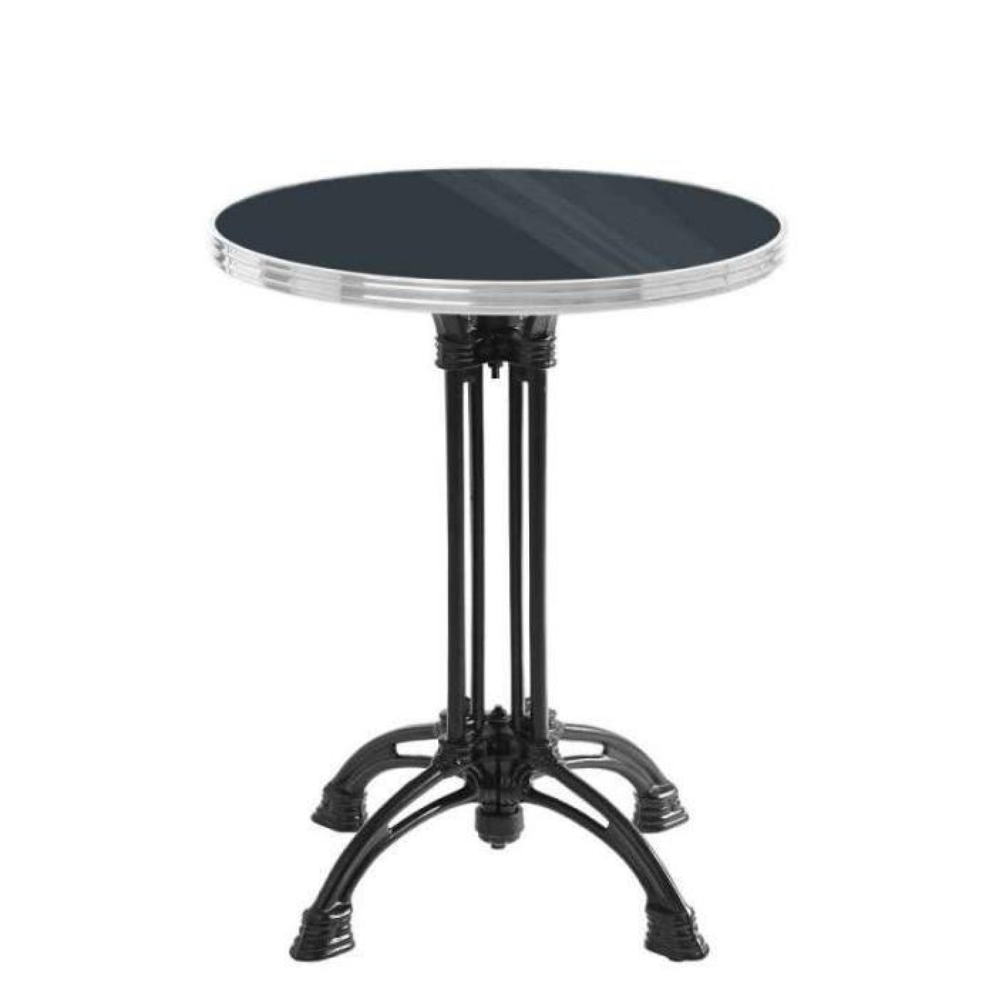 table bistrot ronde noir avec cerclage en inox - pied 4 branches - h70 x d50 cm pas cher