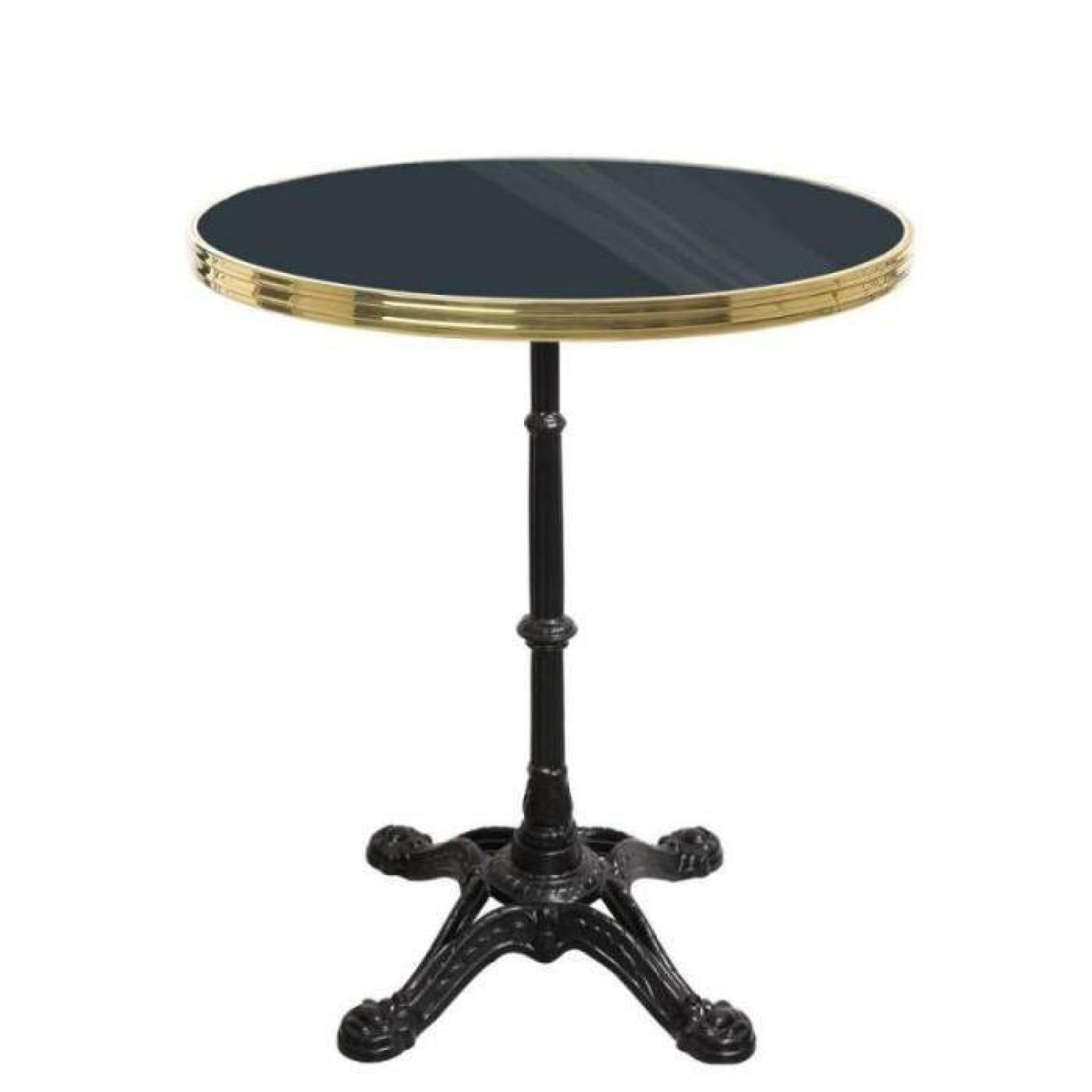 table bistrot ronde noir avec cerclage en laiton - pied eiffel 3 branches - h70 x d50 cm pas cher