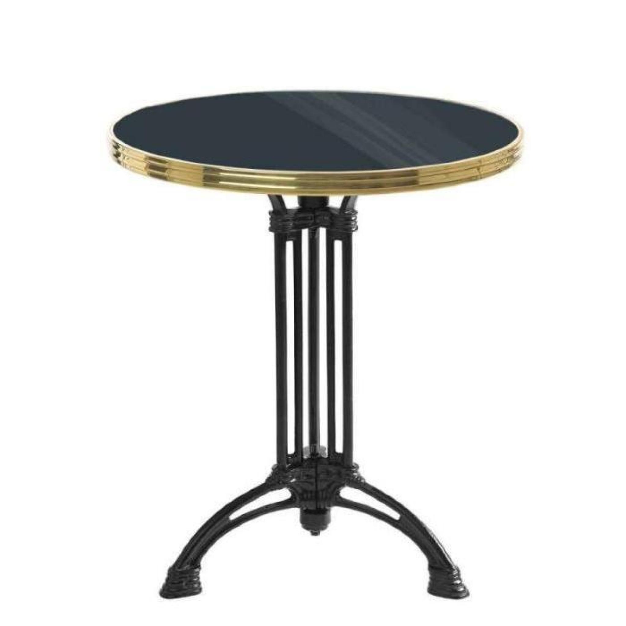 table bistrot ronde noire avec cerclage en laiton - pied 4 branches - h70 x d60 cm