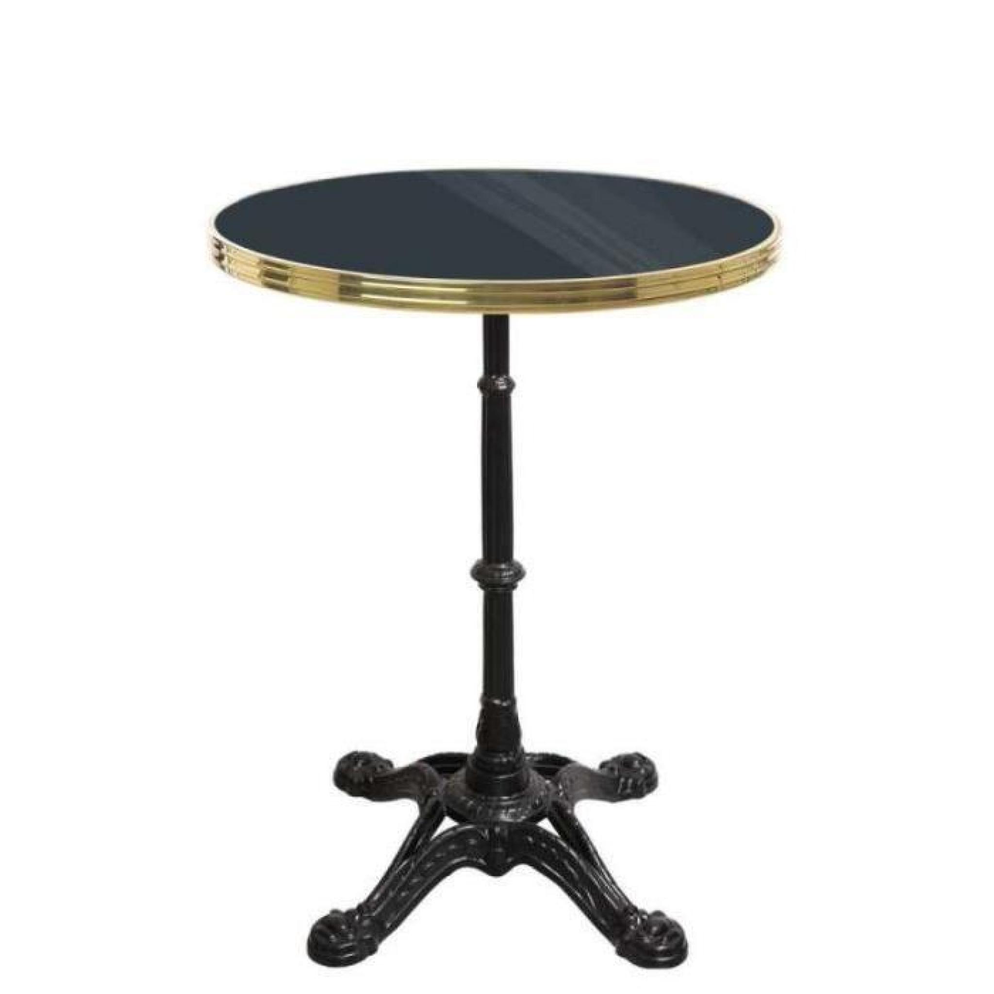table bistrot ronde noire avec cerclage en laiton - pied 4 branches - h70 x d60 cm pas cher