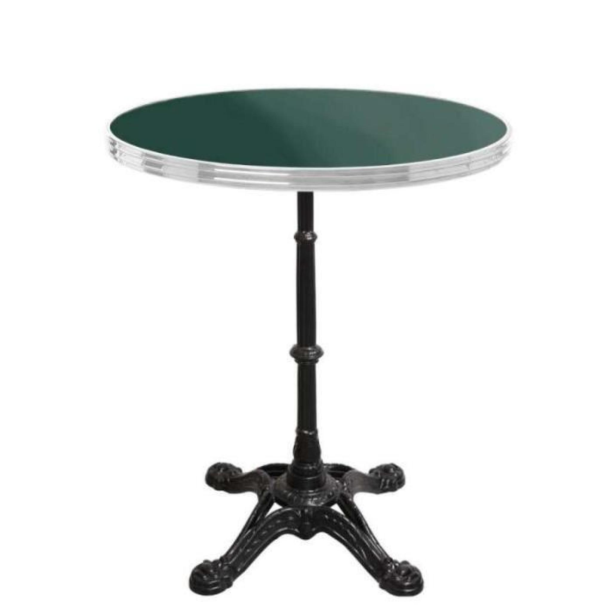 table bistrot ronde vert mousse avec cerclage en inox - h70 x d60 cm