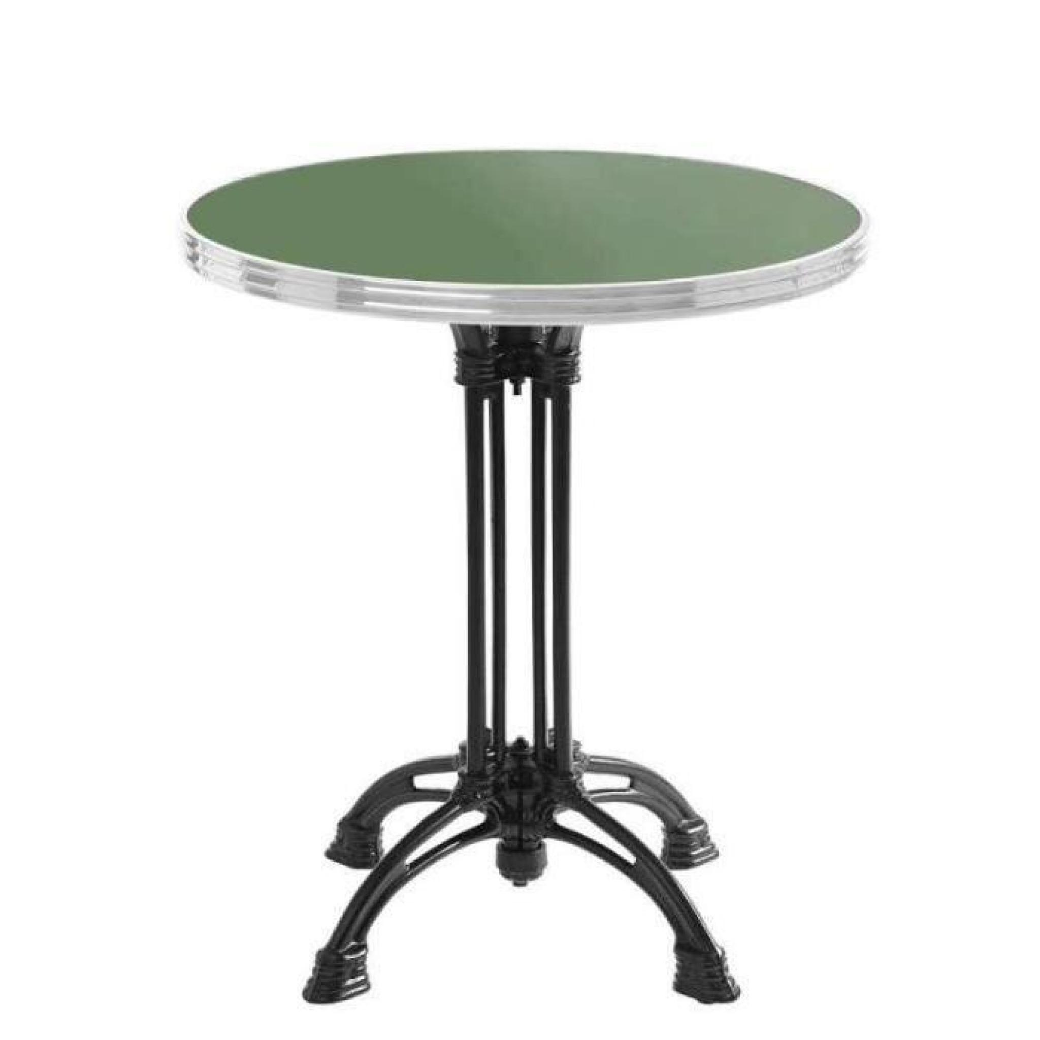 table bistrot ronde vert réséda avec cerclage en inox - h70 x d60 cm pas cher