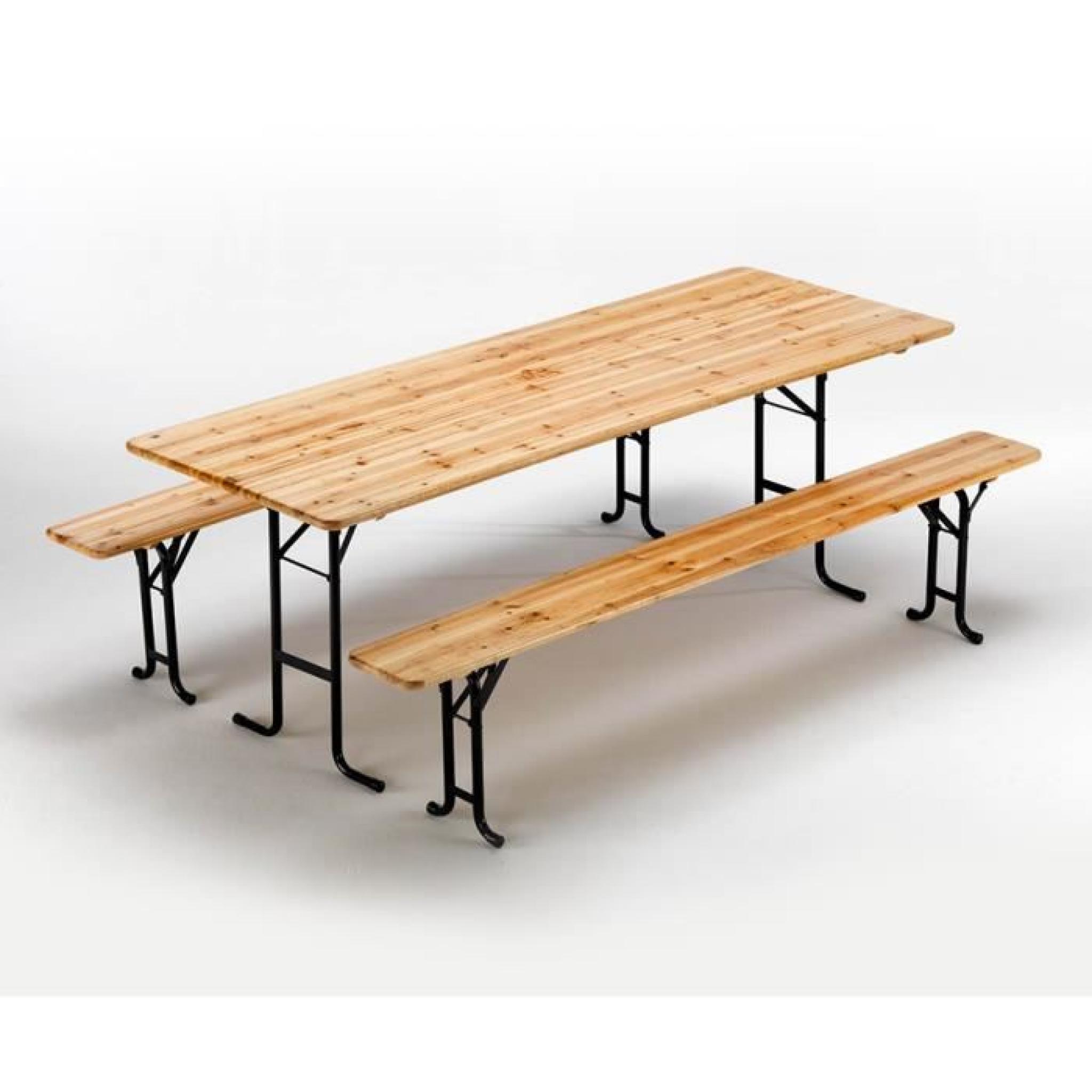 Table de brasserie bancs en bois pliant ensemble 220x80