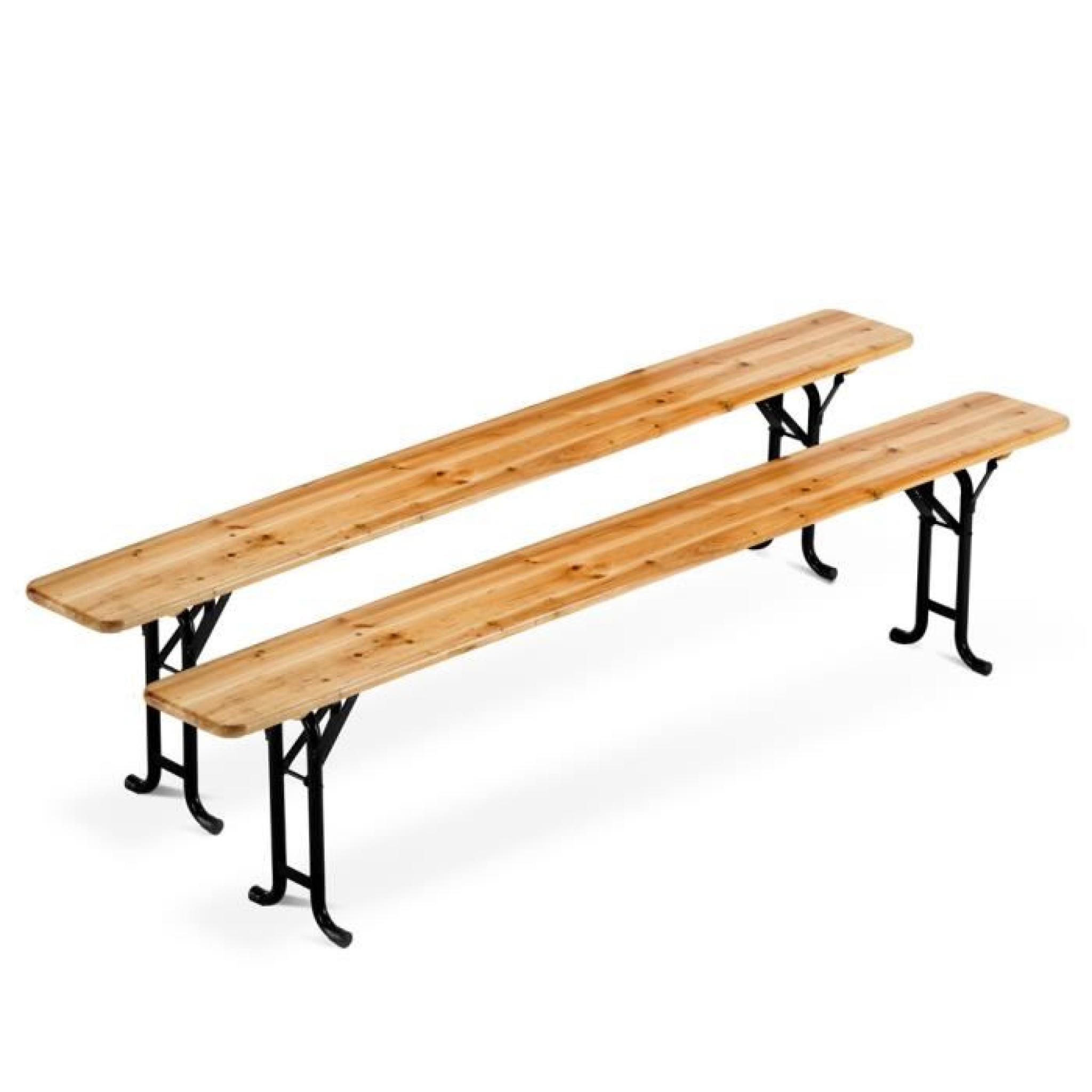 Table de brasserie bancs en bois pliant ensemble 220x80 pas cher