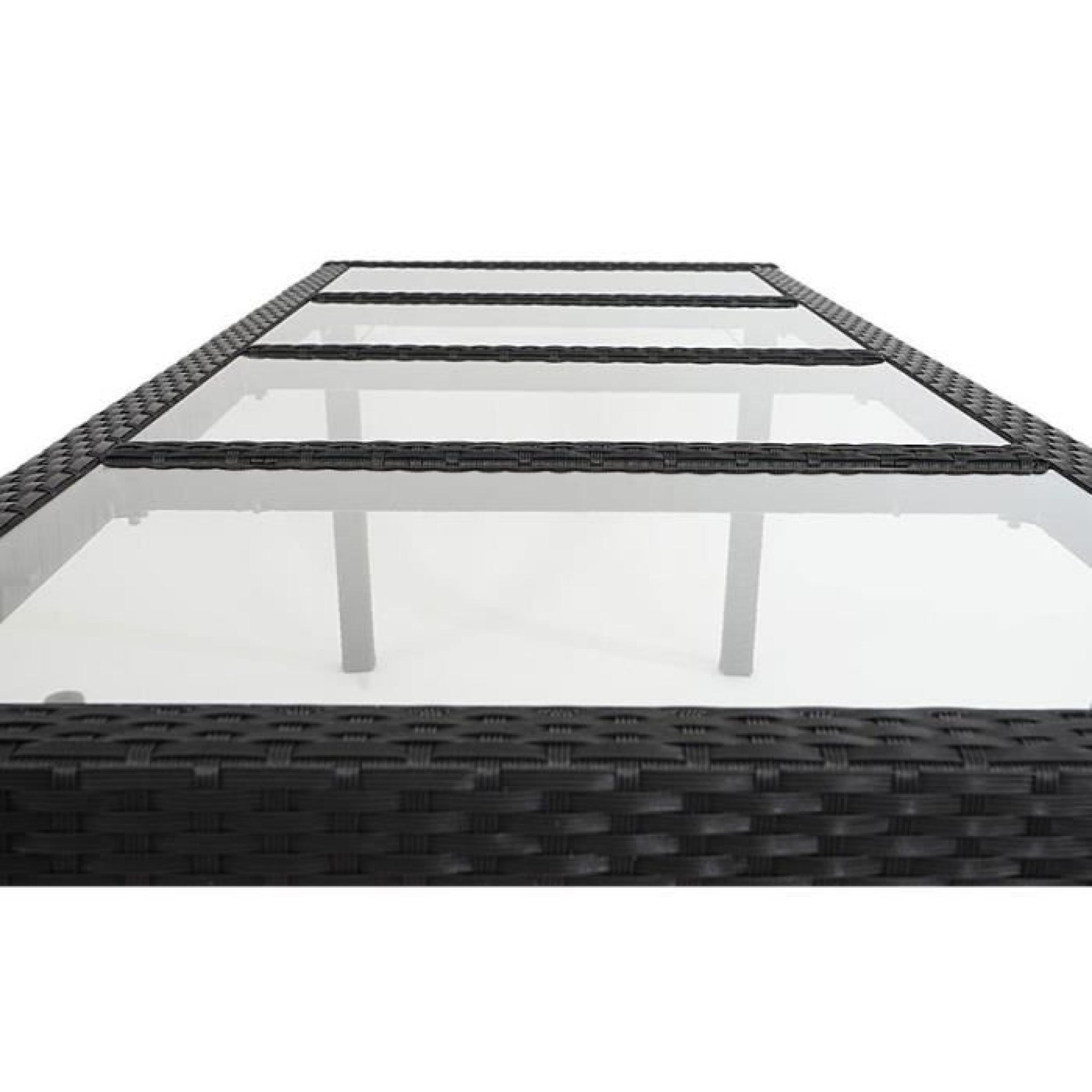Table de jardin 200 x 80 cm, plateaux en verre, cadre en aluminium, coloris anthracite pas cher