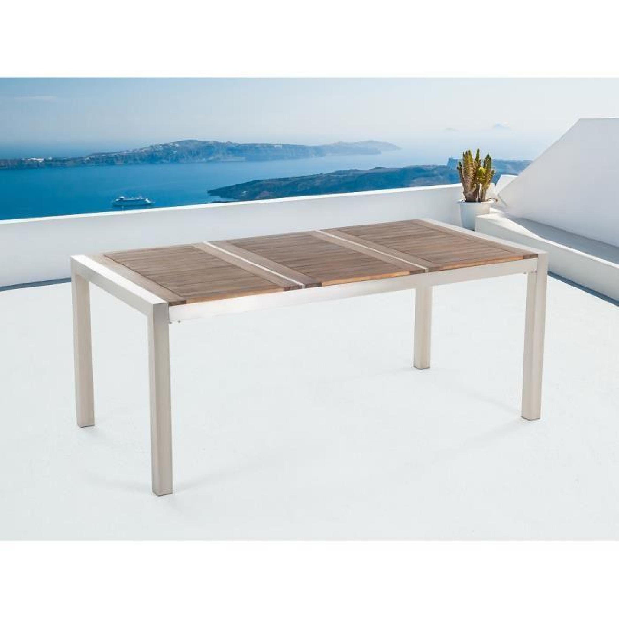 Table de jardin acier inox - plateau en bois - triple 180 cm - Grosseto