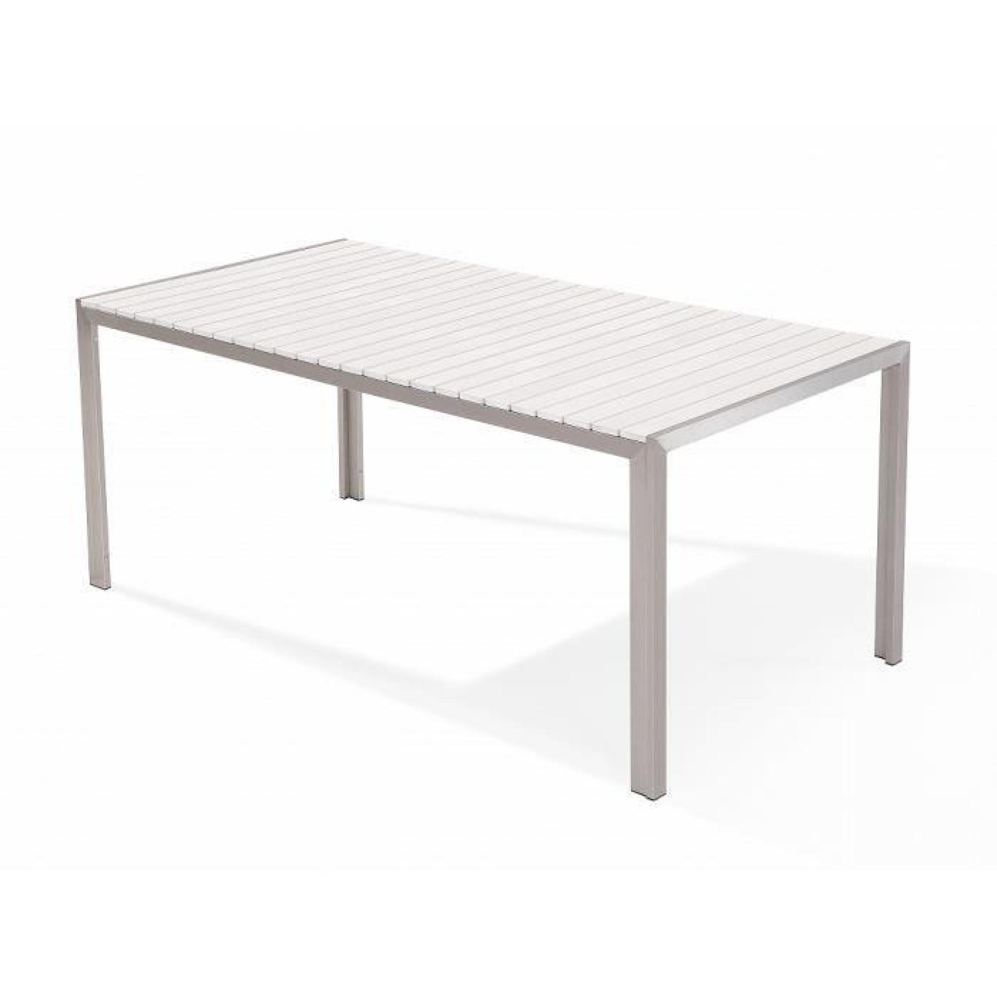 Table de jardin aluminium blanc- plateau en polywood 180 cm et 2 bancs - Nardo pas cher