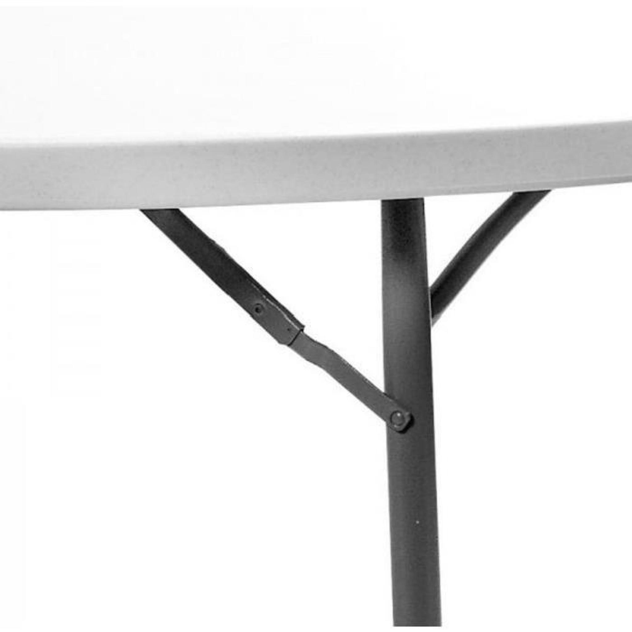 Table de jardin avec plateau rond en polypropylène coloris blanc - Dim : H 76 x Ø 180 cm pas cher