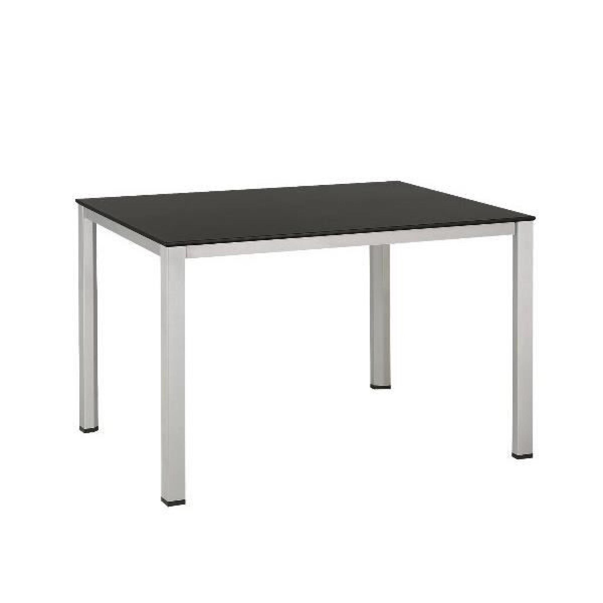 Table de jardin BALCON en aluminium et résine couleur Argent/Gris - l 140 x L 70 x H 74 cm