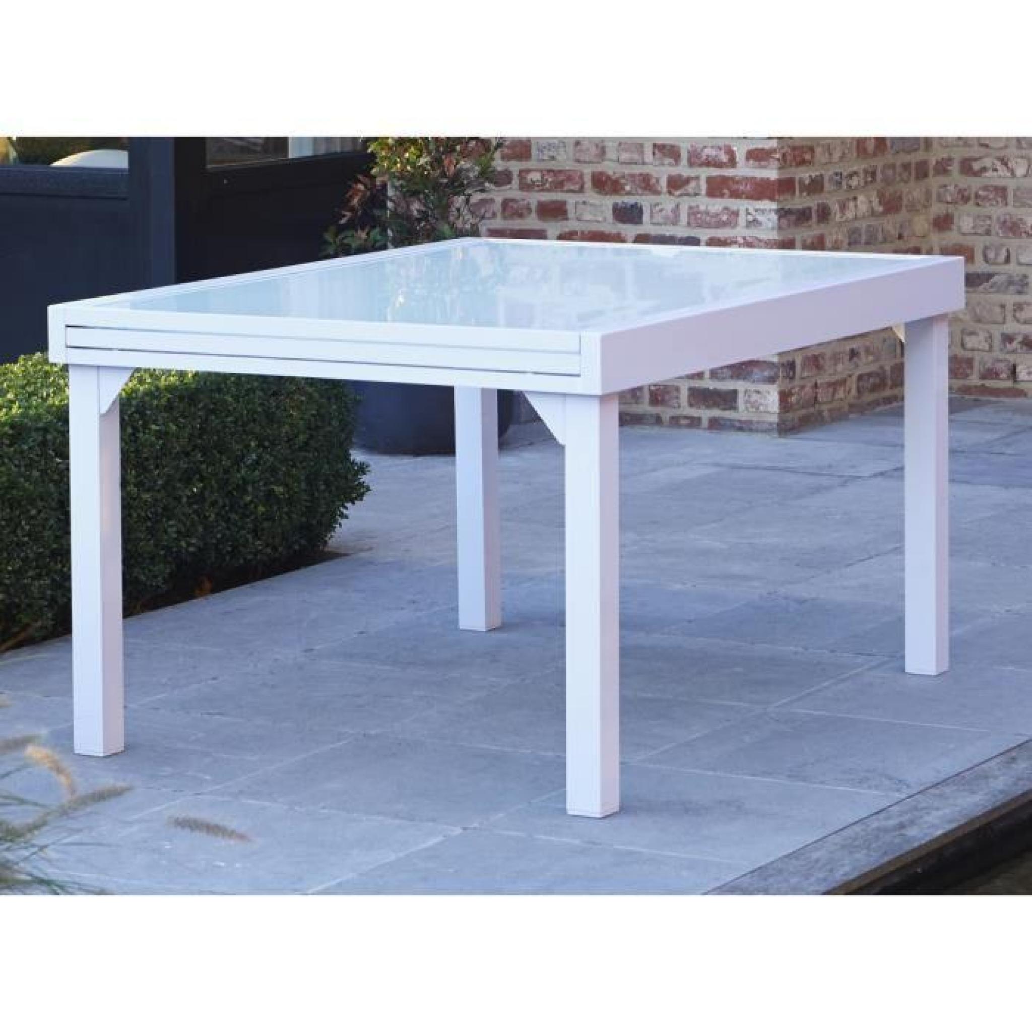 Table de jardin Blanc Modulo en Aluminium avec Rallonges pour 6 à 10 personnes pas cher