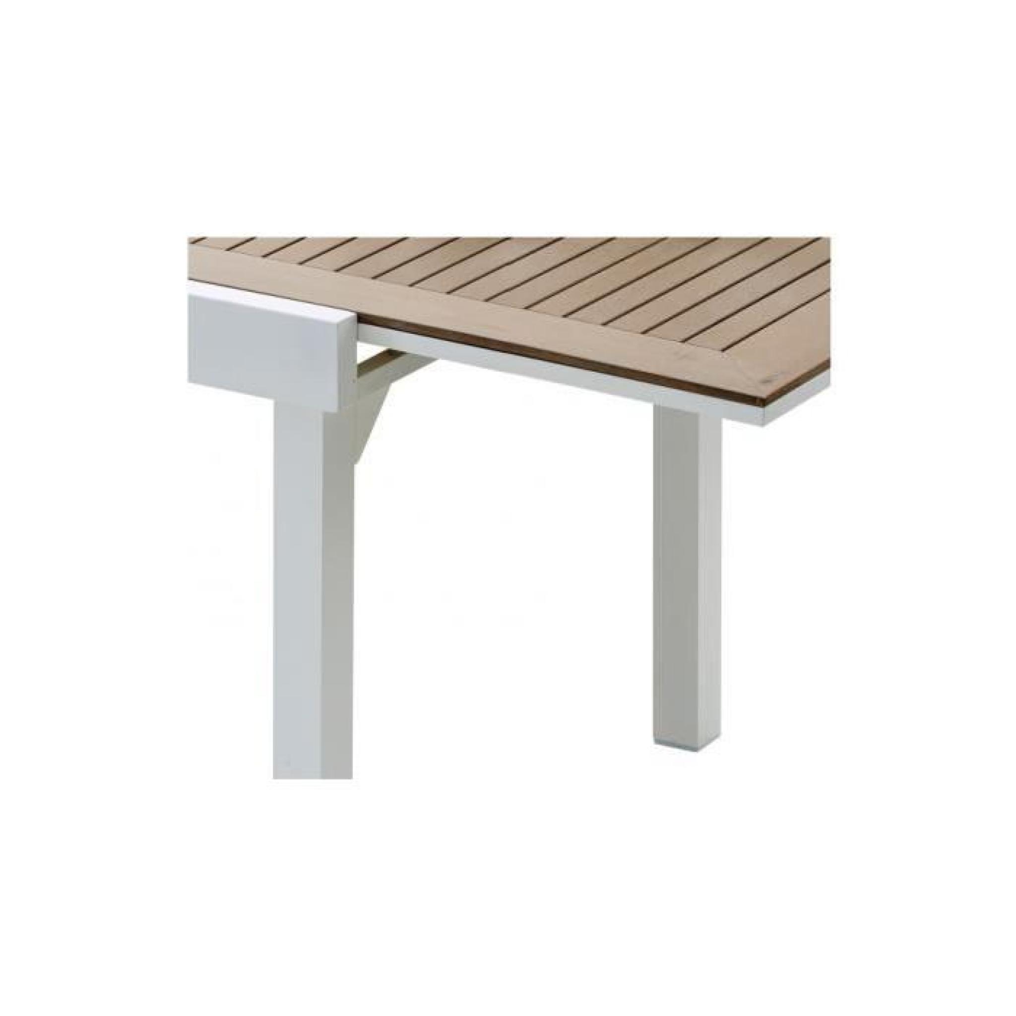 Table de jardin carrée extensible aluminium blanc et polywood L90 pas cher