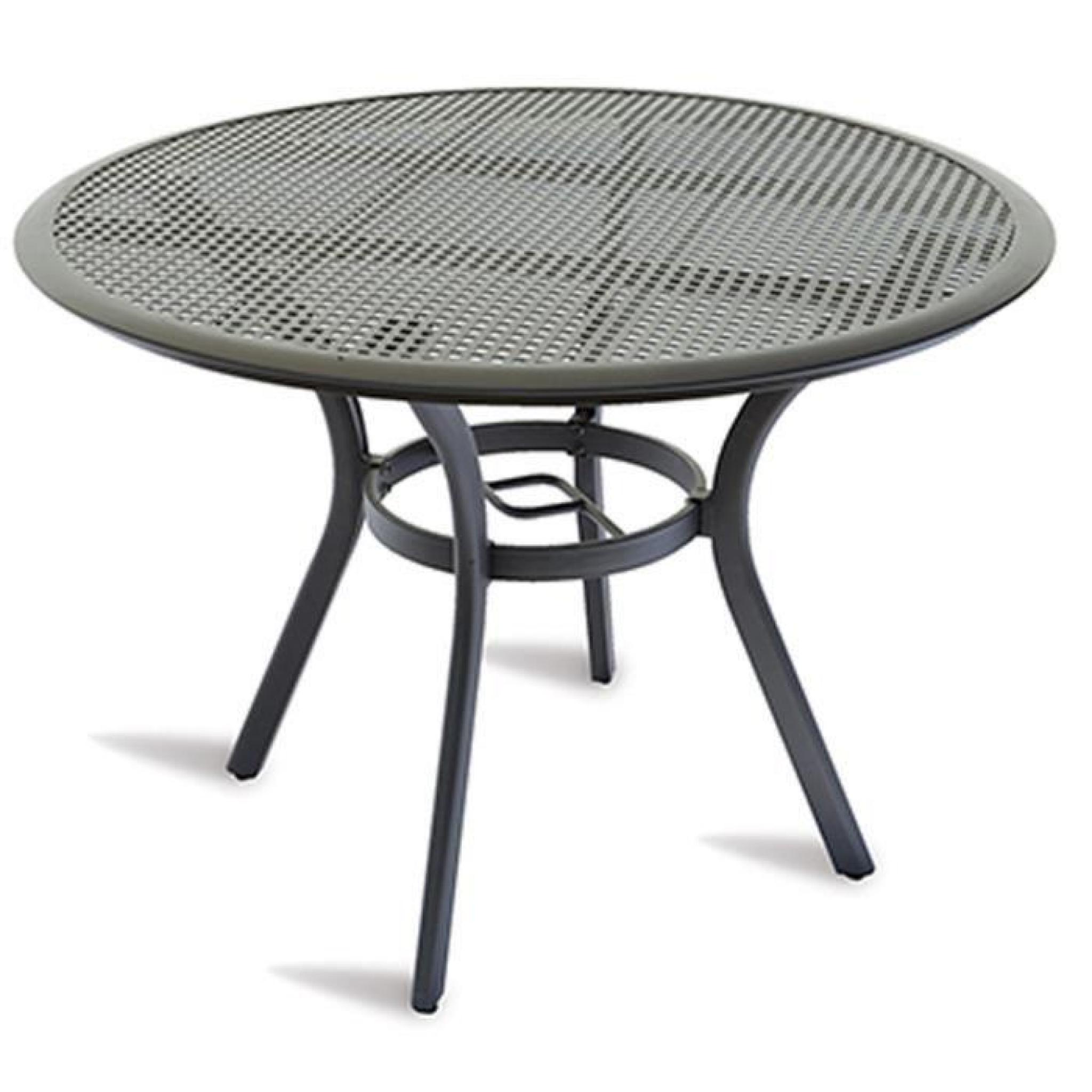 Table de jardin en aluminium coloris gris anthracite - Dim : H 73 x Ø 106 cm