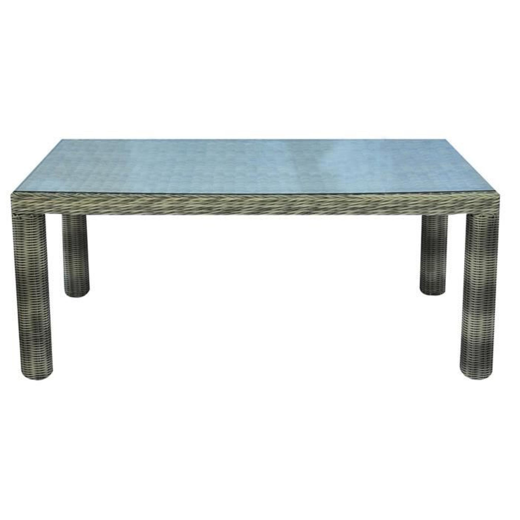 Table de jardin en aluminium et tressage Wicker Ø 5 mm - Dim : H 76 x L 180 x P 100 cm