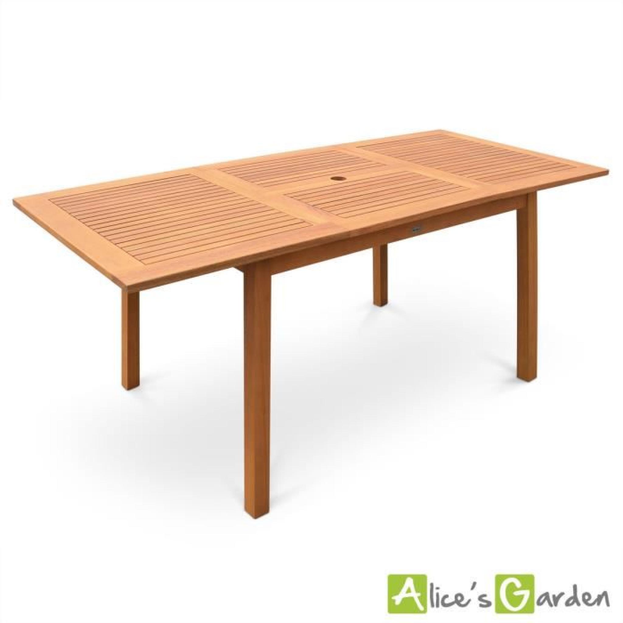 Table de jardin en bois Almeria 120-180cm rectangulaire avec allonge eucalyptus FSC