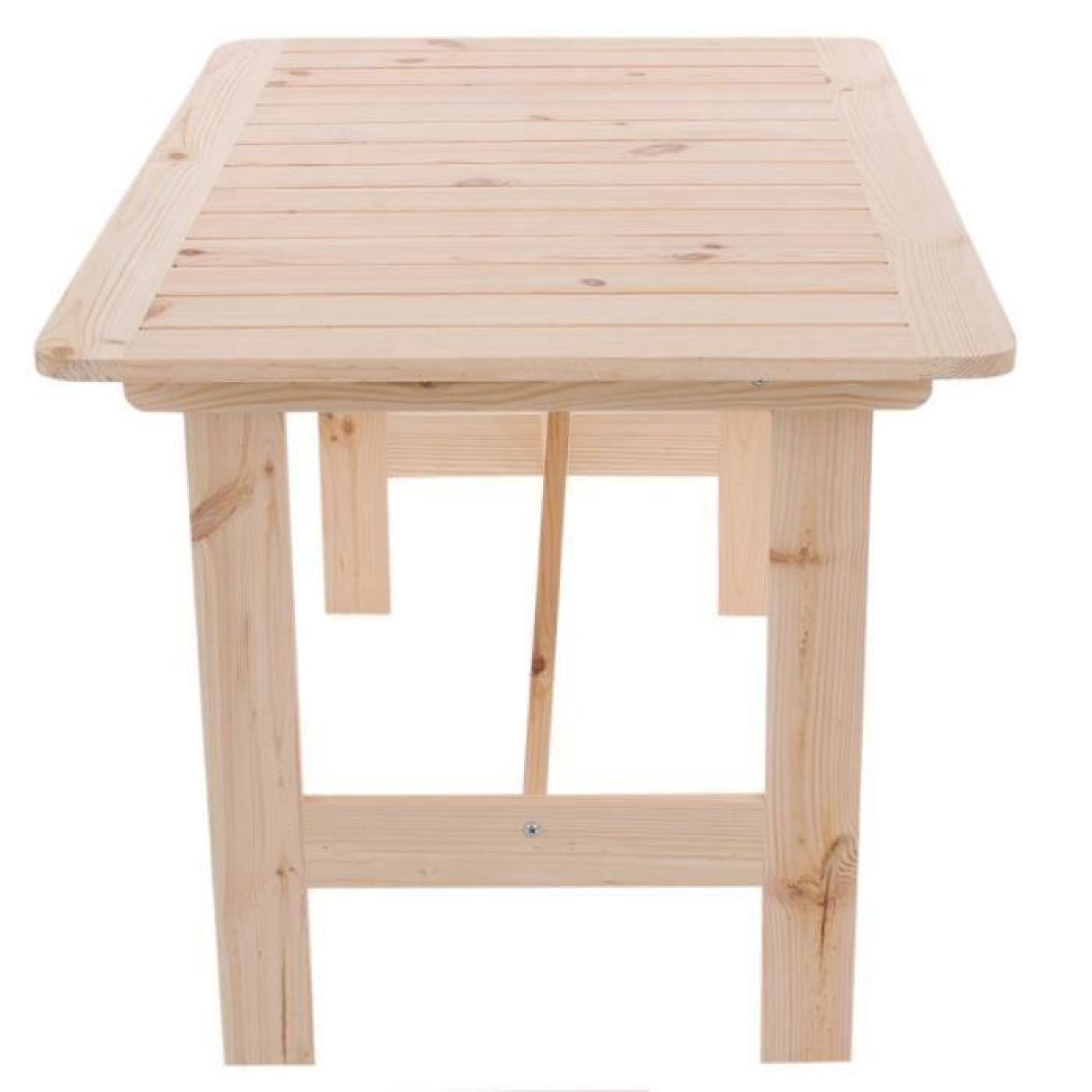 Table de jardin en bois de pin massif 130x80x71cm MDJ04035 pas cher