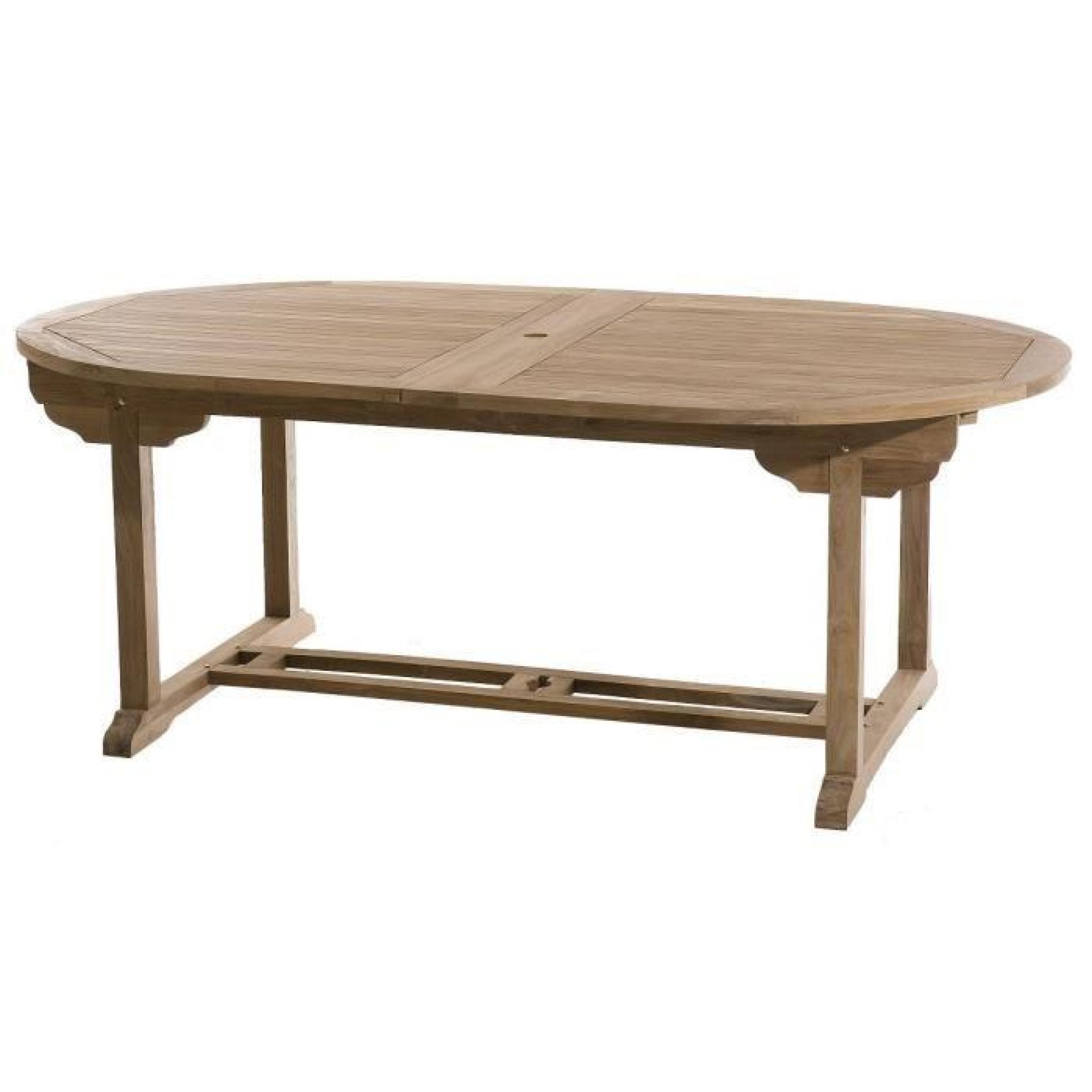 Table de jardin en bois teck extensible 200 - 300 x 120cm pas cher