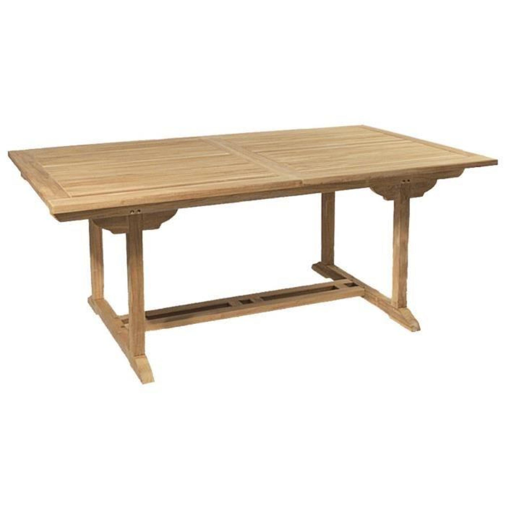 Table de jardin en bois teck massif extensible 180 - 240 x 75 x 100 cm pas cher