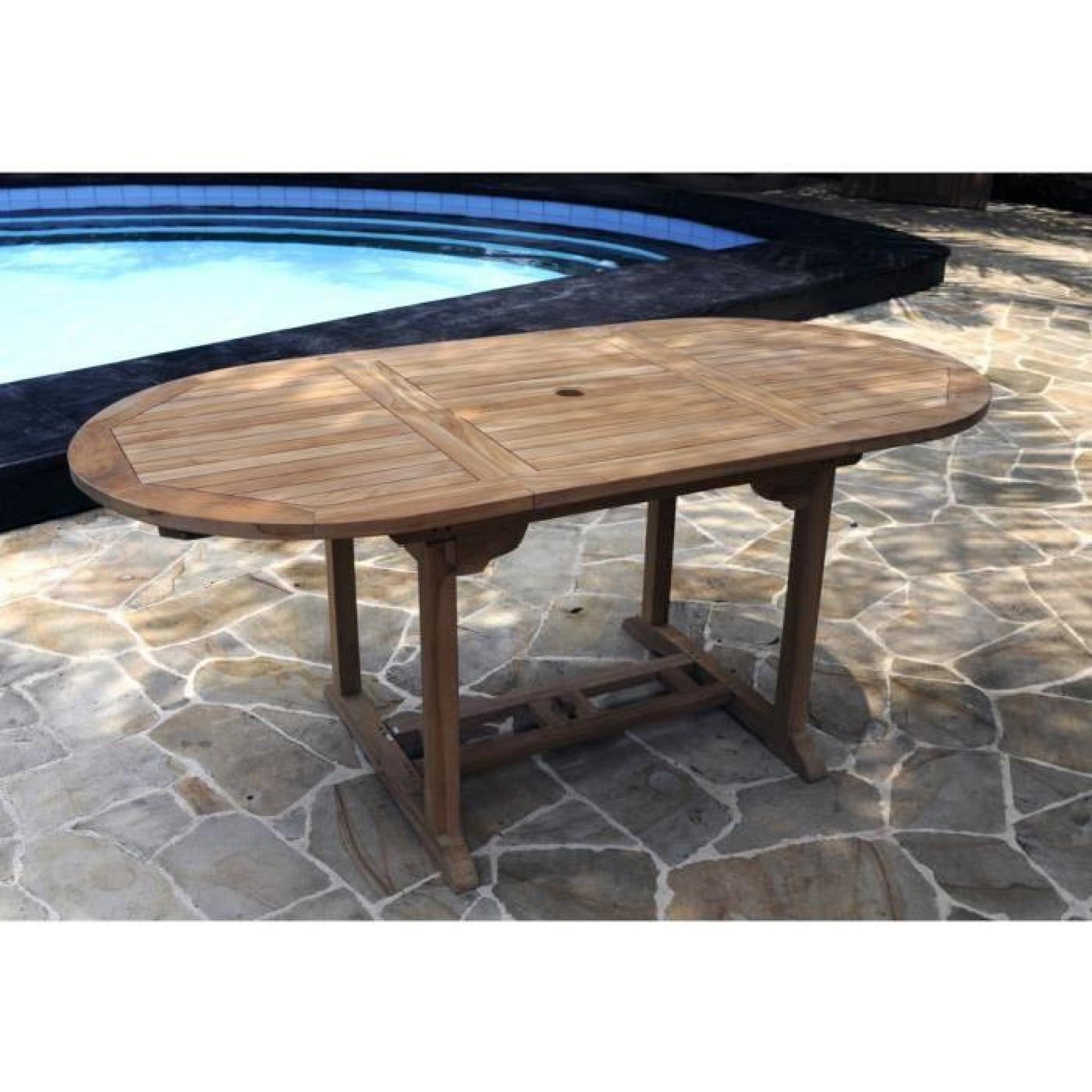 table de jardin en teck brut table 8 places 120-180 cm