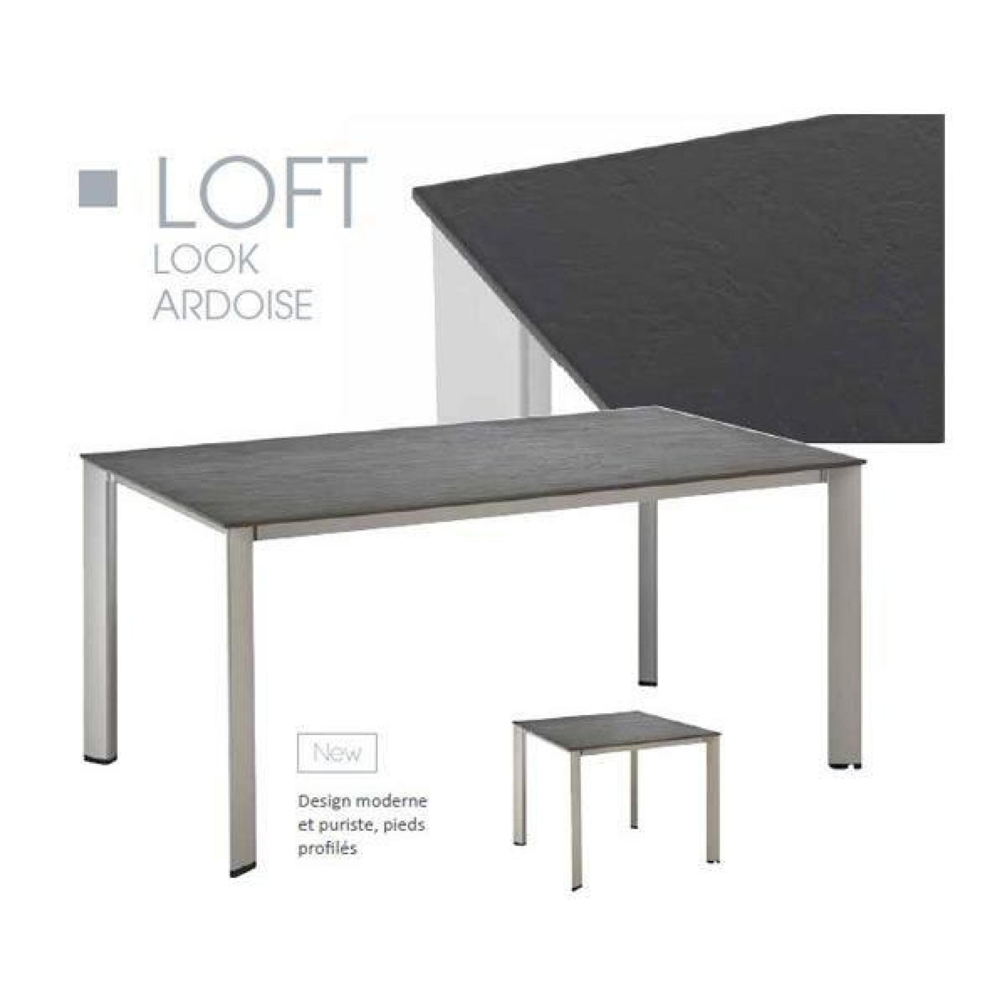 Table de jardin LOFT anthracite en aluminium et résine - l 220 x L 95 x H 74 cm