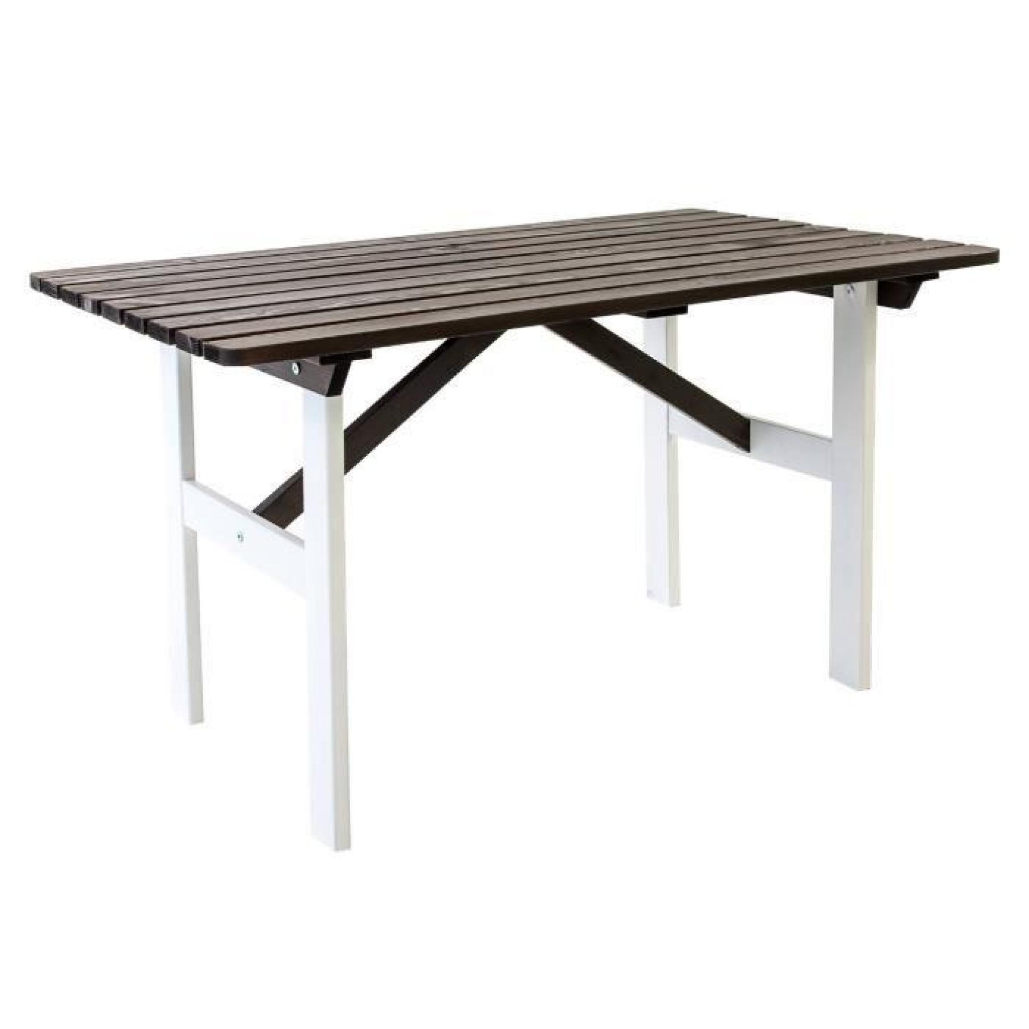 Table de Jardin ou terrasse HANKO - bois: pin massif, ca. 112 x 65x 79 cm, ton blanc - gris taupe