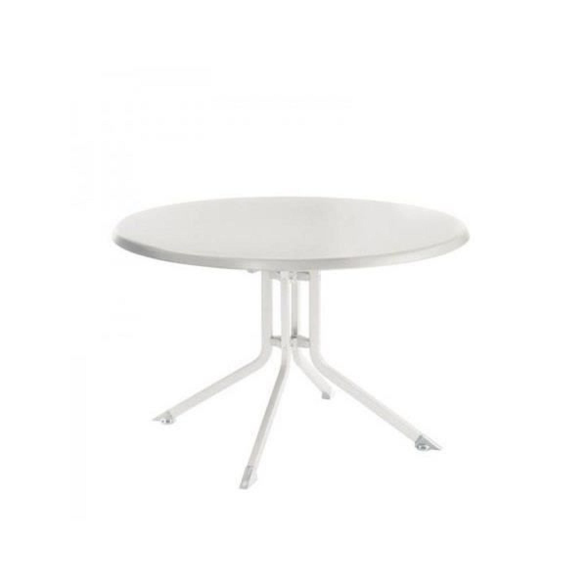 Table de jardin pliante blanche ADVANTAGE en aluminium - Ø 100 x H 74 cm